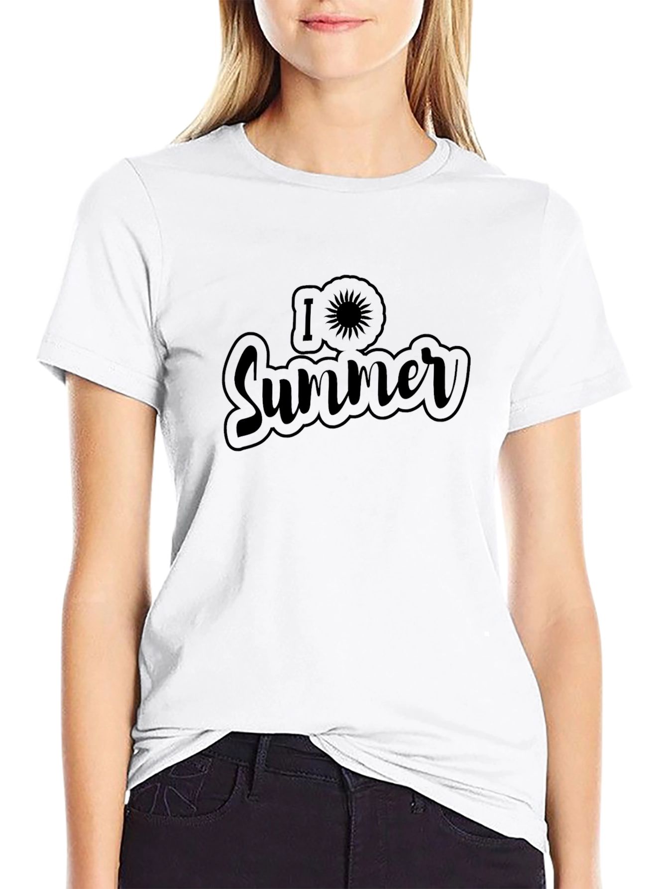 Black I Love Summer Black Graphic T-Shirt view 9