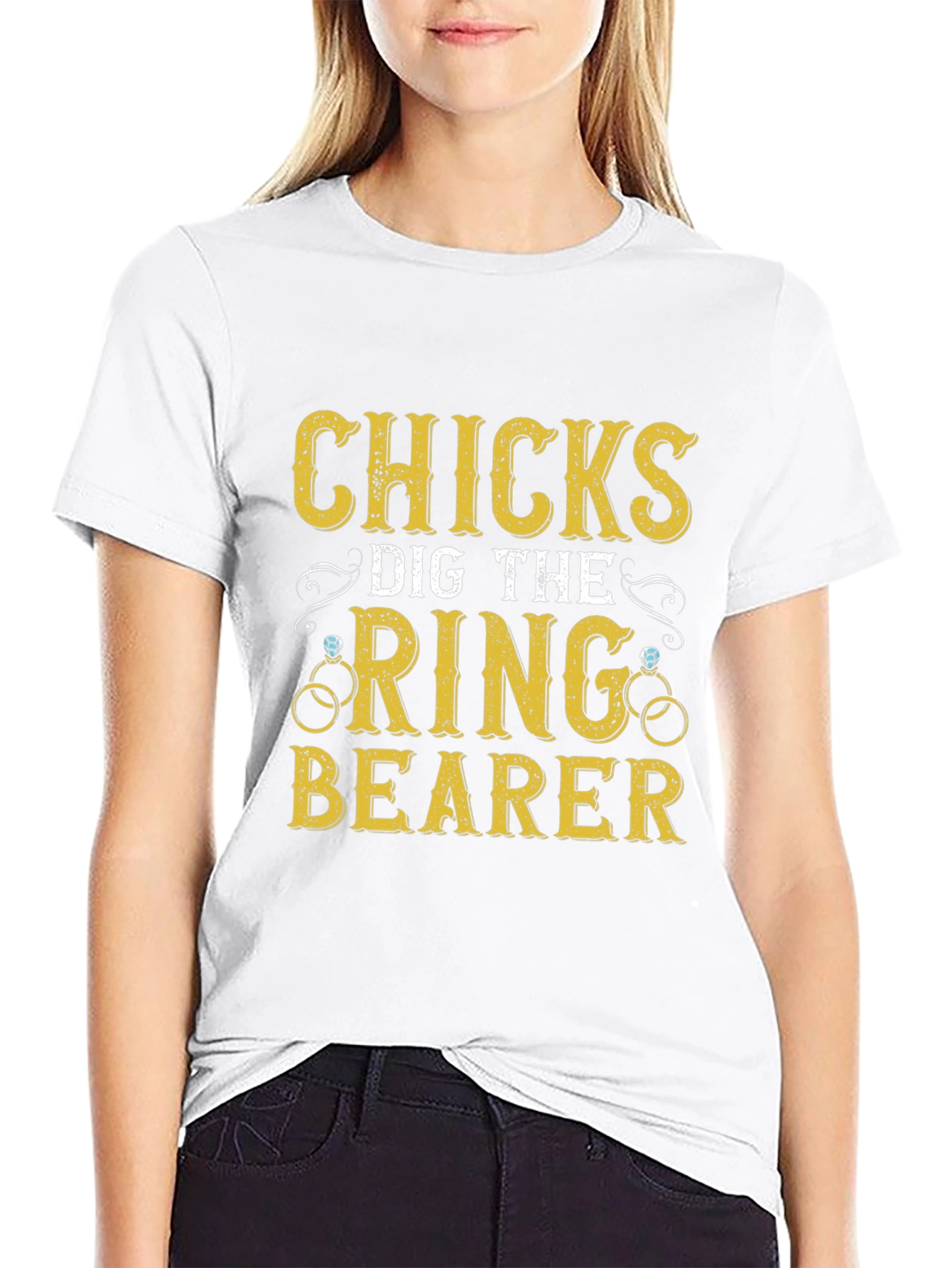 Black Funny Wedding Ring Bearer T-Shirt view 9