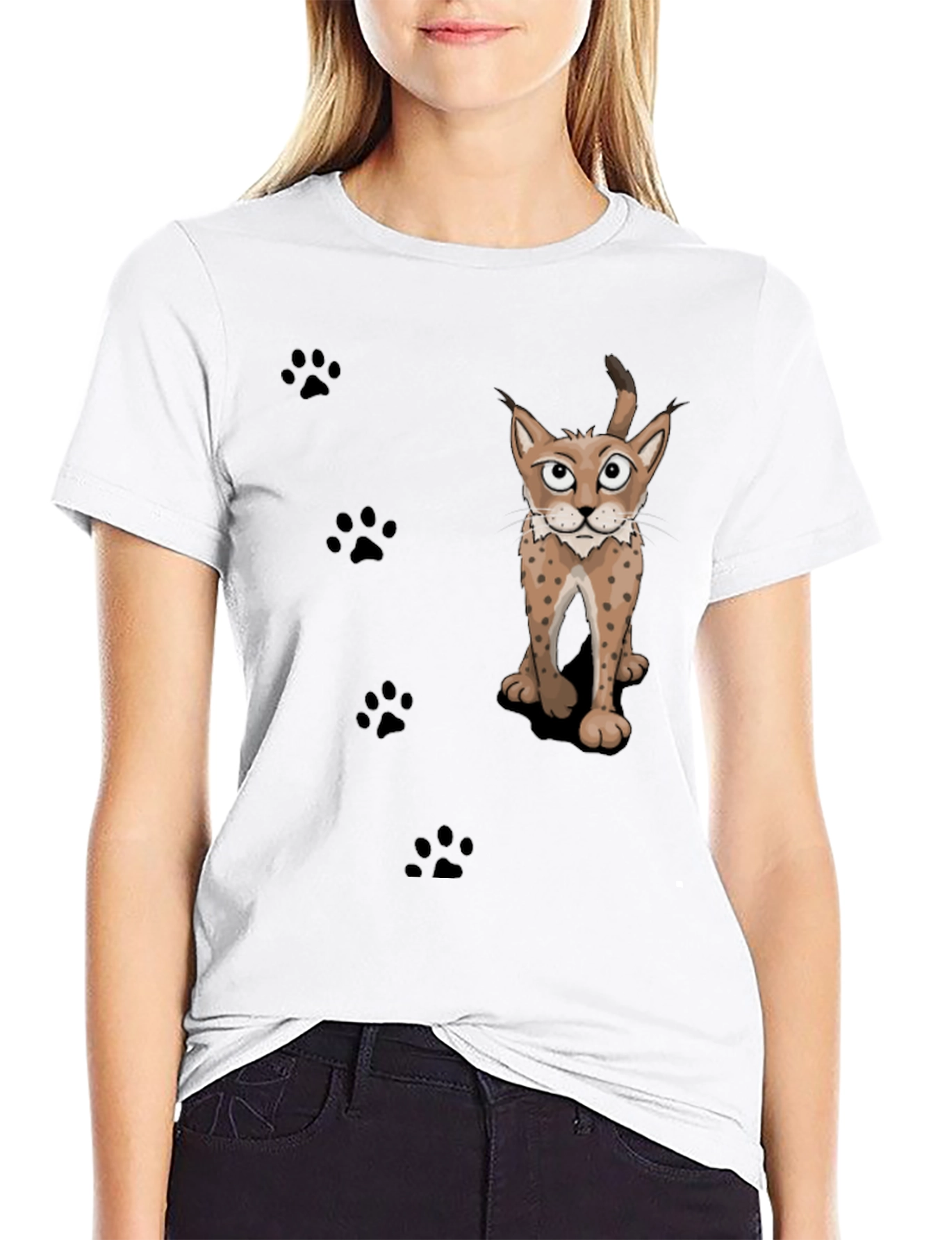 Black Lynx Paw Print Graphic Tee - Black view 9