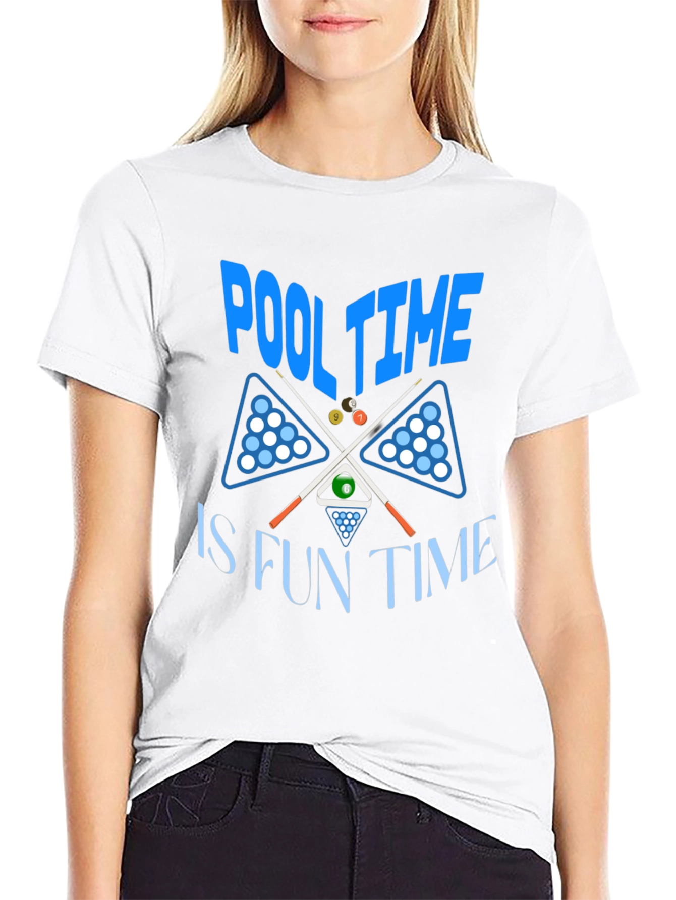 Pool Time Fun Time Black Graphic T-Shirt - 9