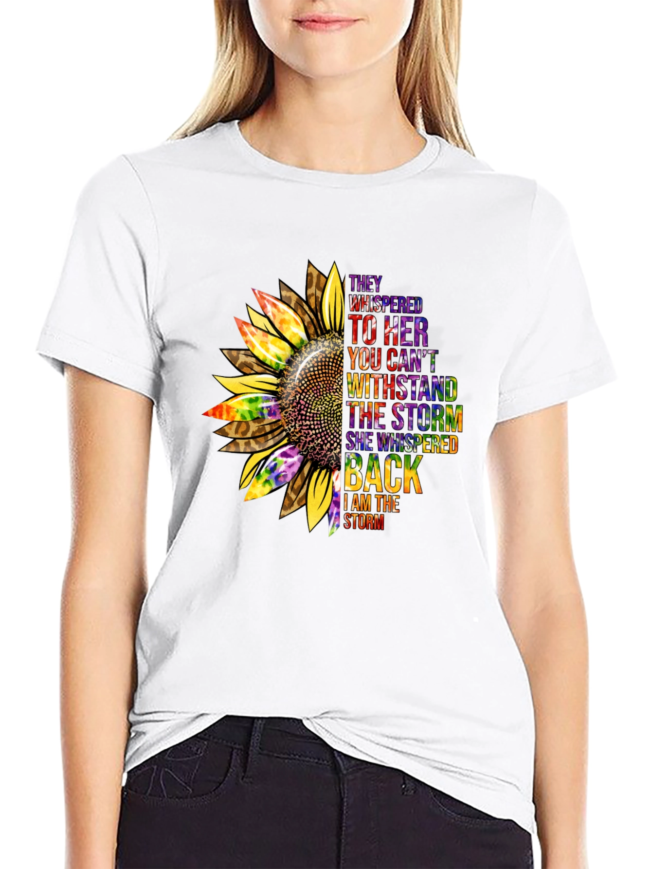 Black Sunflower Inspirational T-Shirt -  They Whispered view 9