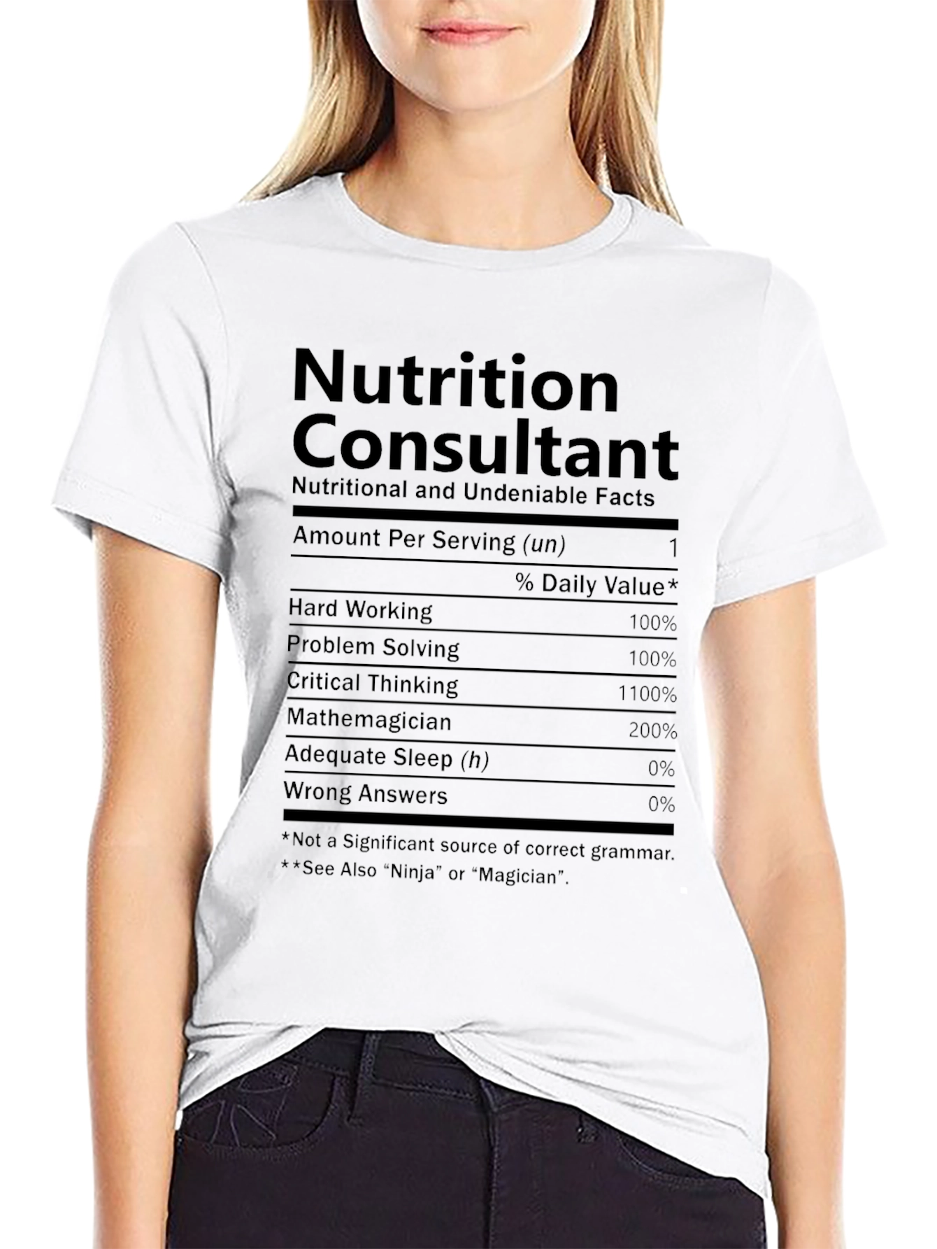 Black Nutrition Consultant T-Shirt - Funny Nutrition Facts Tee view 9