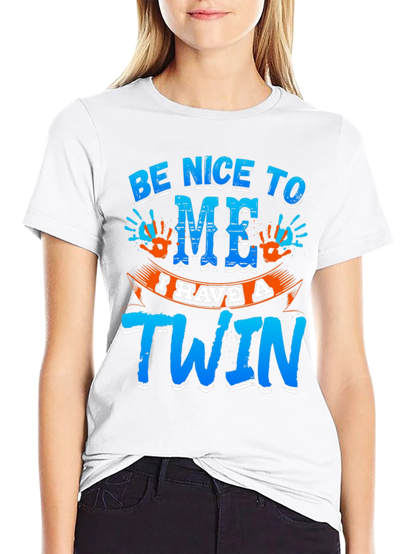 Black Be Nice To Me I Have A Twin Black T-Shirt view 9