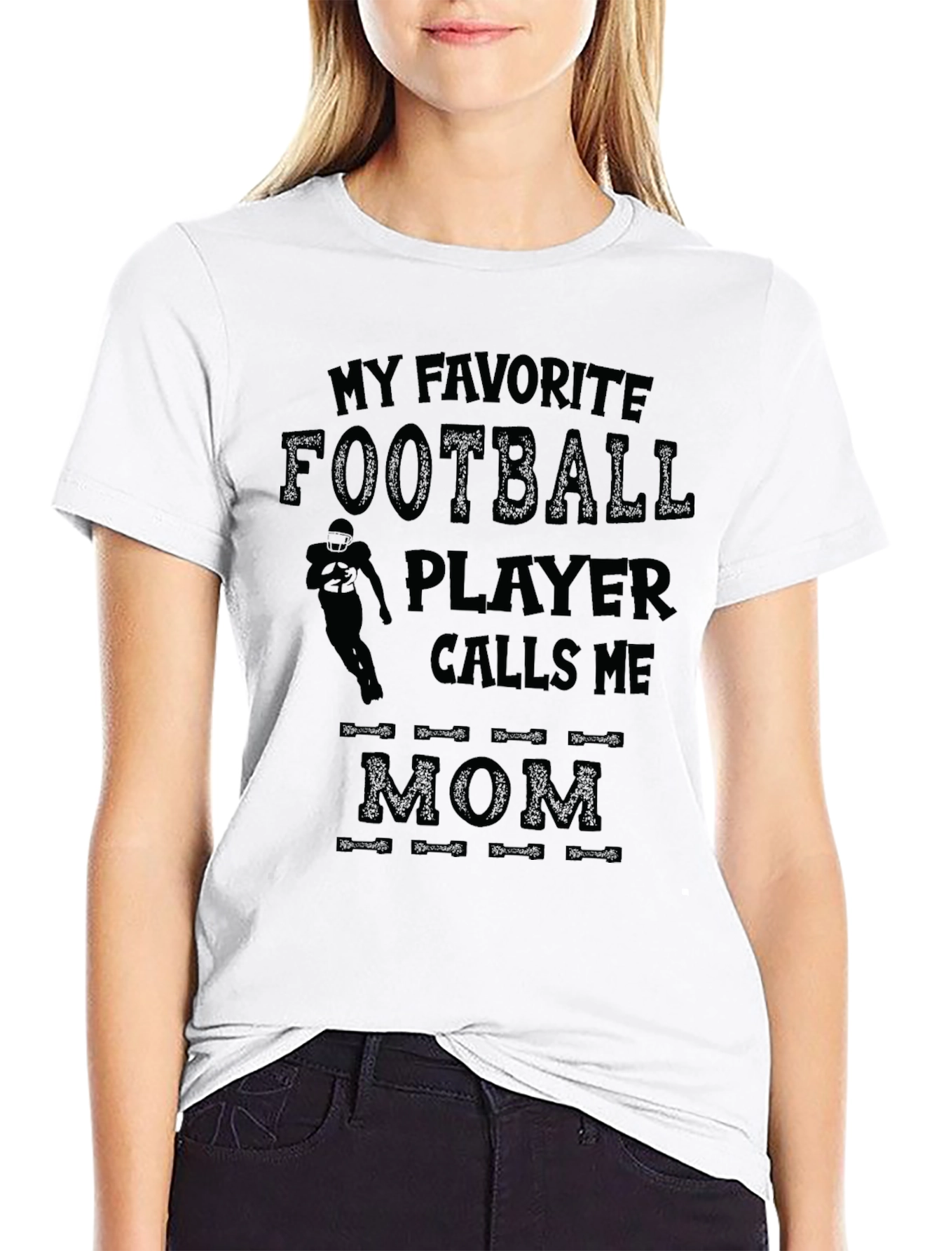 Black My Favorite Football Player Calls Me Mom T-Shirt view 9