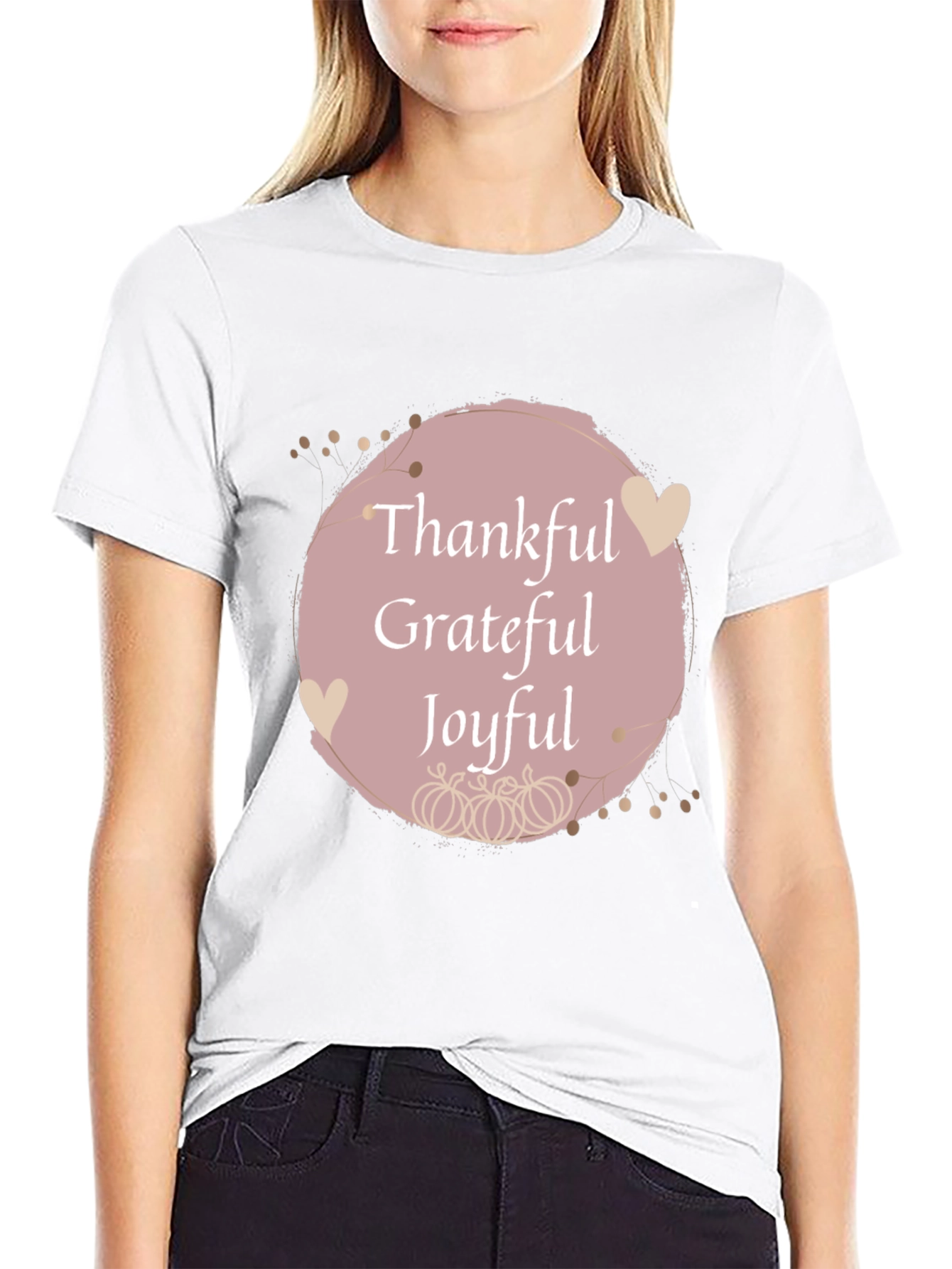 Black Thankful Grateful Joyful Fall T-Shirt view 9