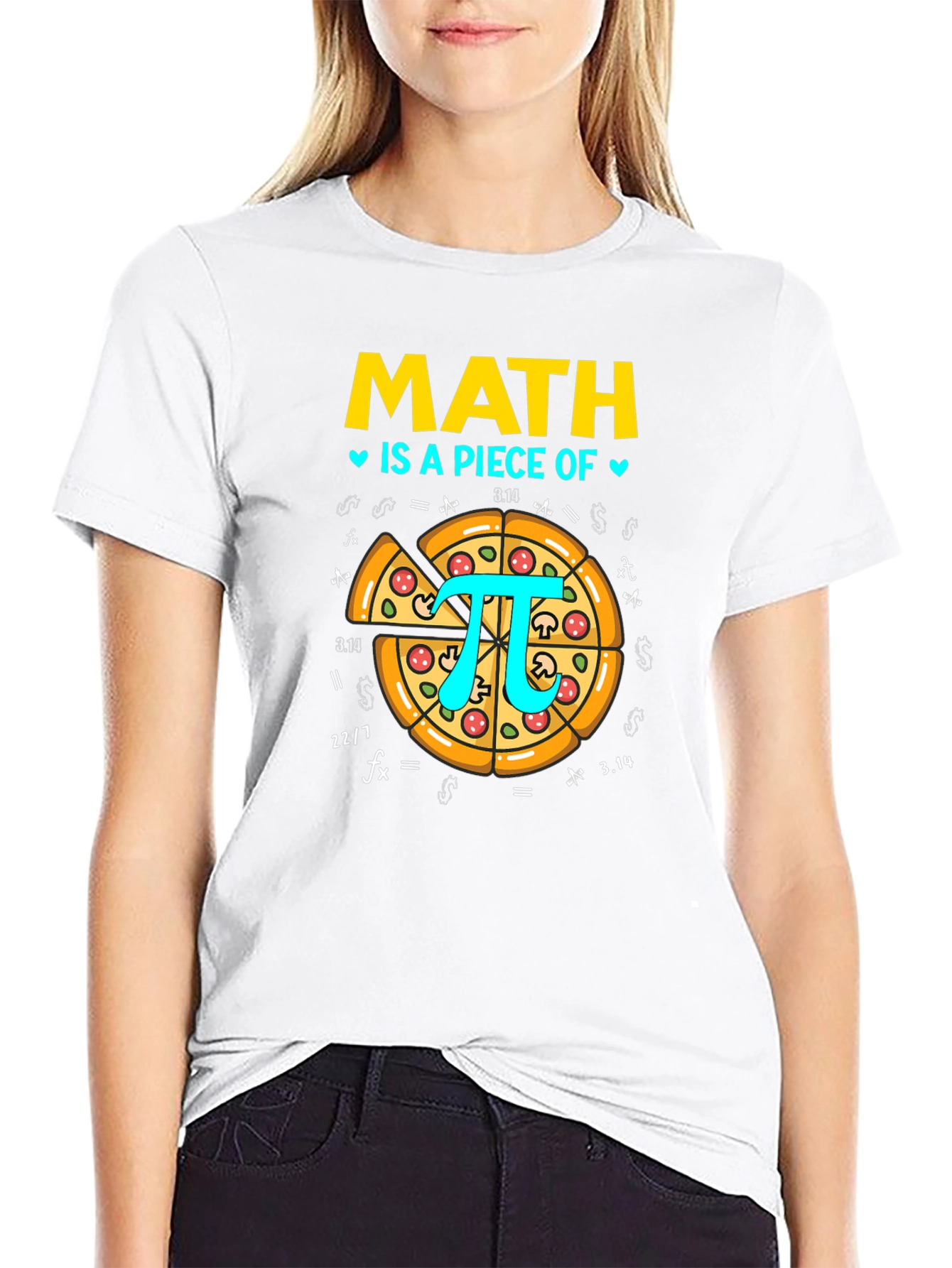 Black Math is a Piece of Pi Pizza Graphic T-Shirt view 9