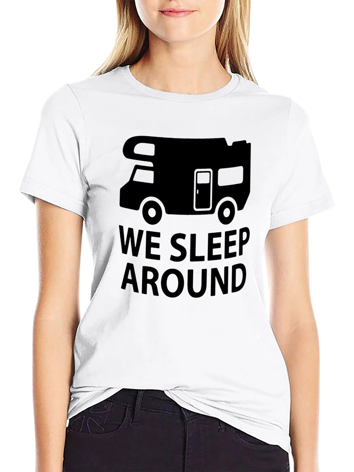 Black We Sleep Around T-Shirt - Funny Camping RV Tee view 9