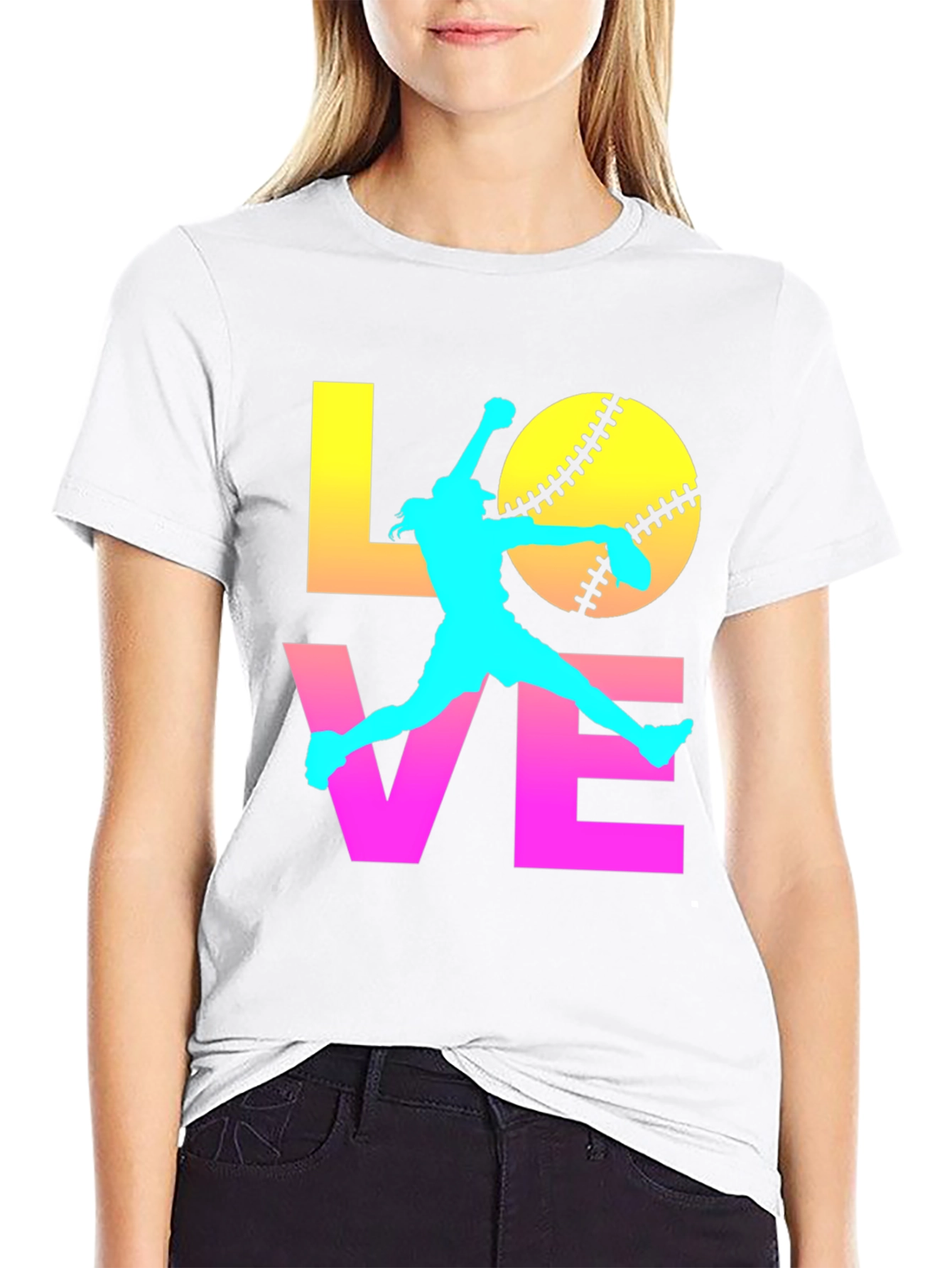 Black Softball Love Graphic Tee view 9