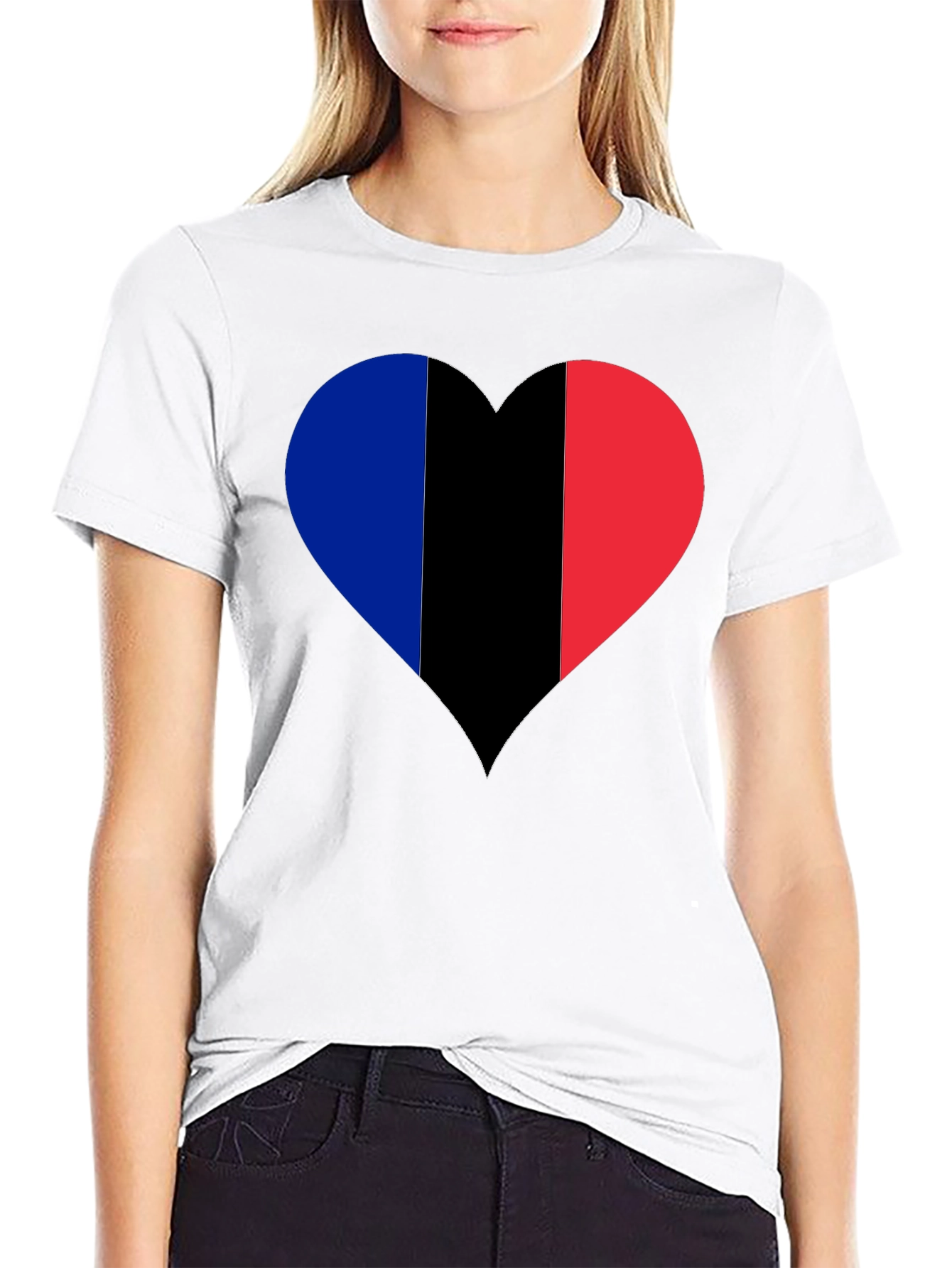 Black French Flag Heart Graphic T-Shirt view 9