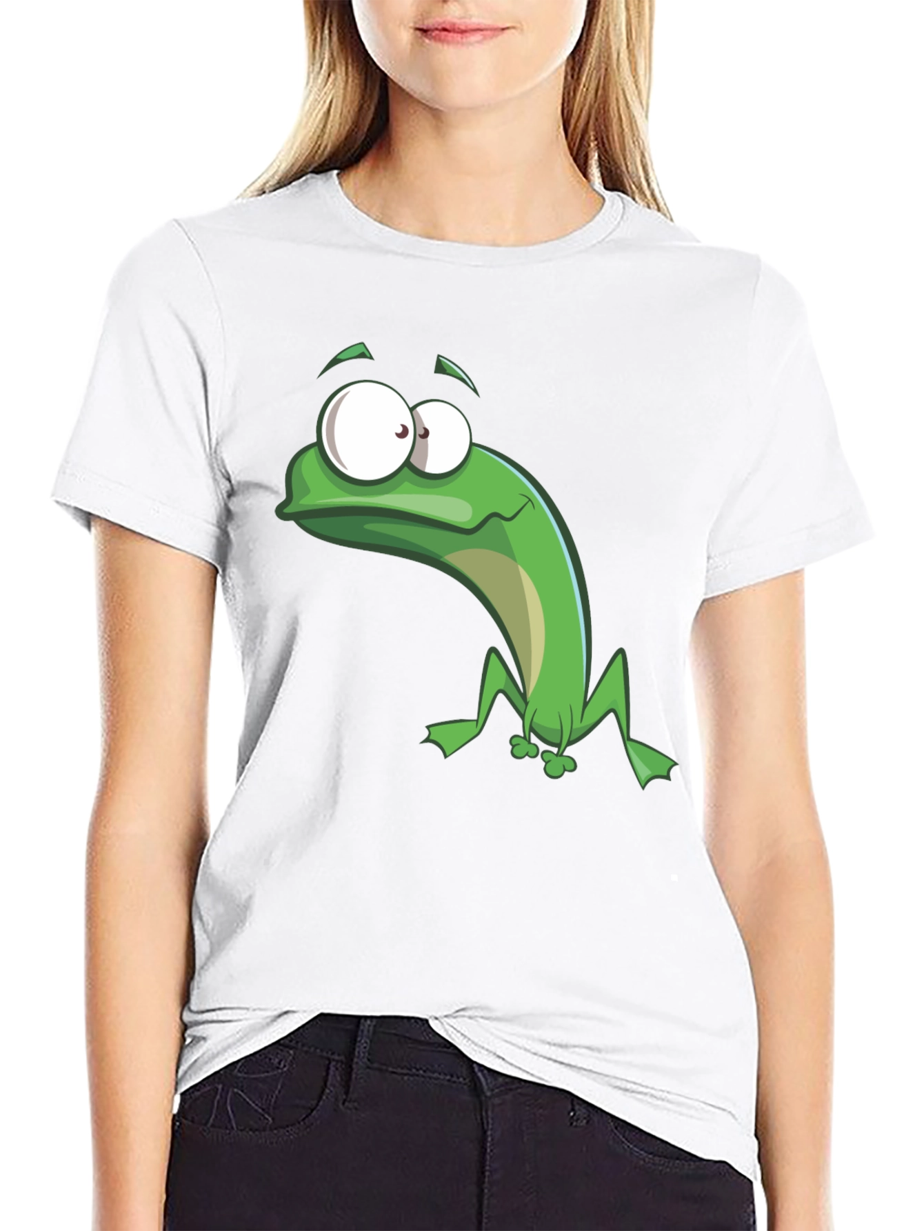Black Funny Frog Graphic Tee - Black Cotton T-Shirt view 9