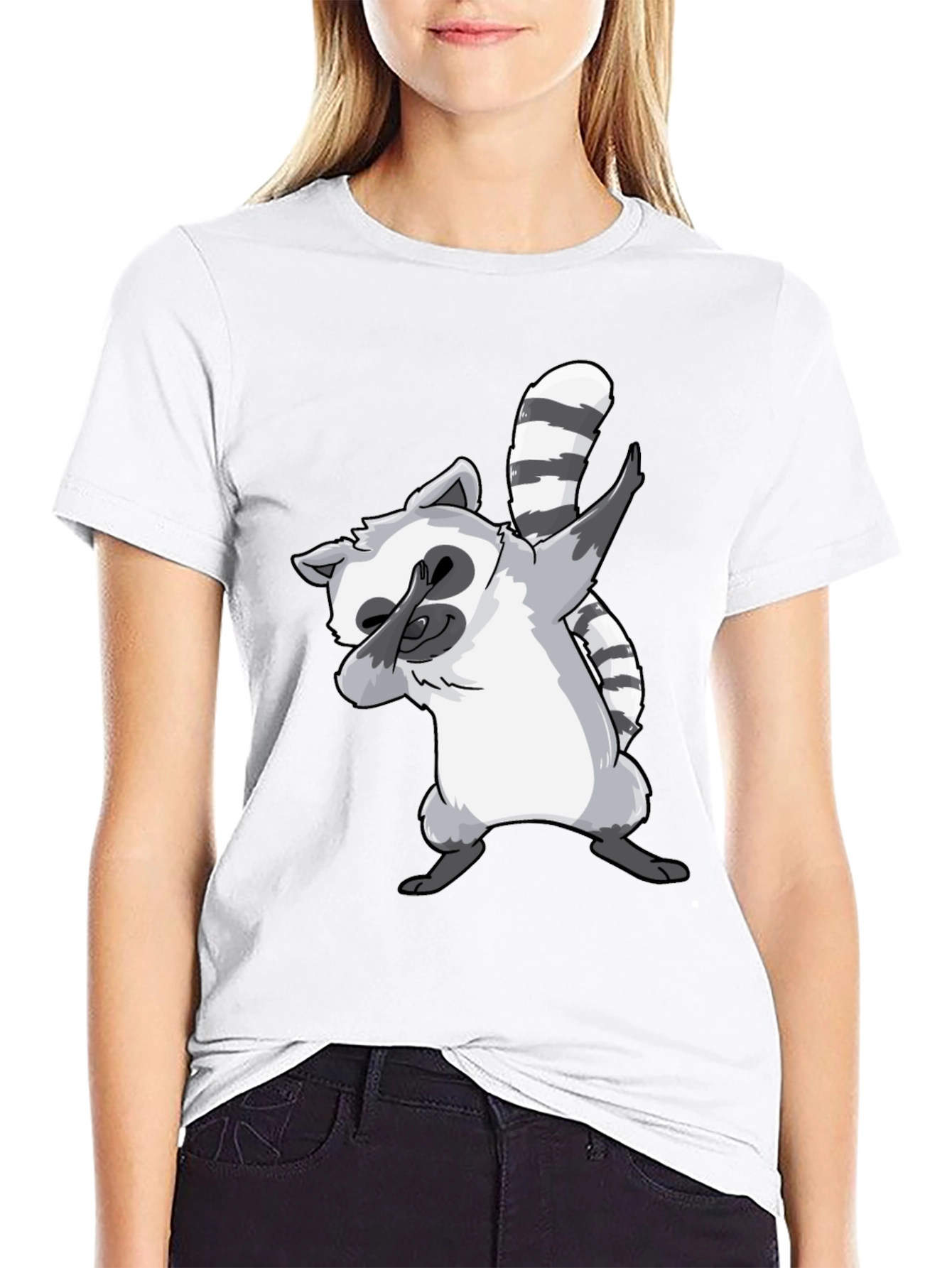 Black Dabbing Raccoon Graphic Tee - Cool & Fun Design view 9