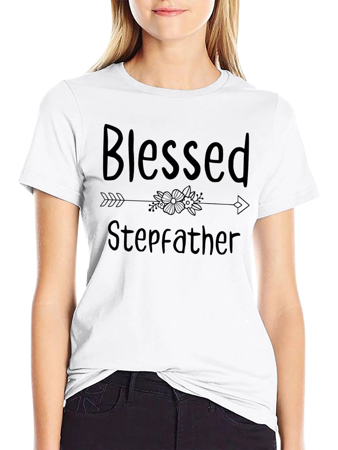 Black Blessed Stepfather T-Shirt - Stylish Family Tee view 9