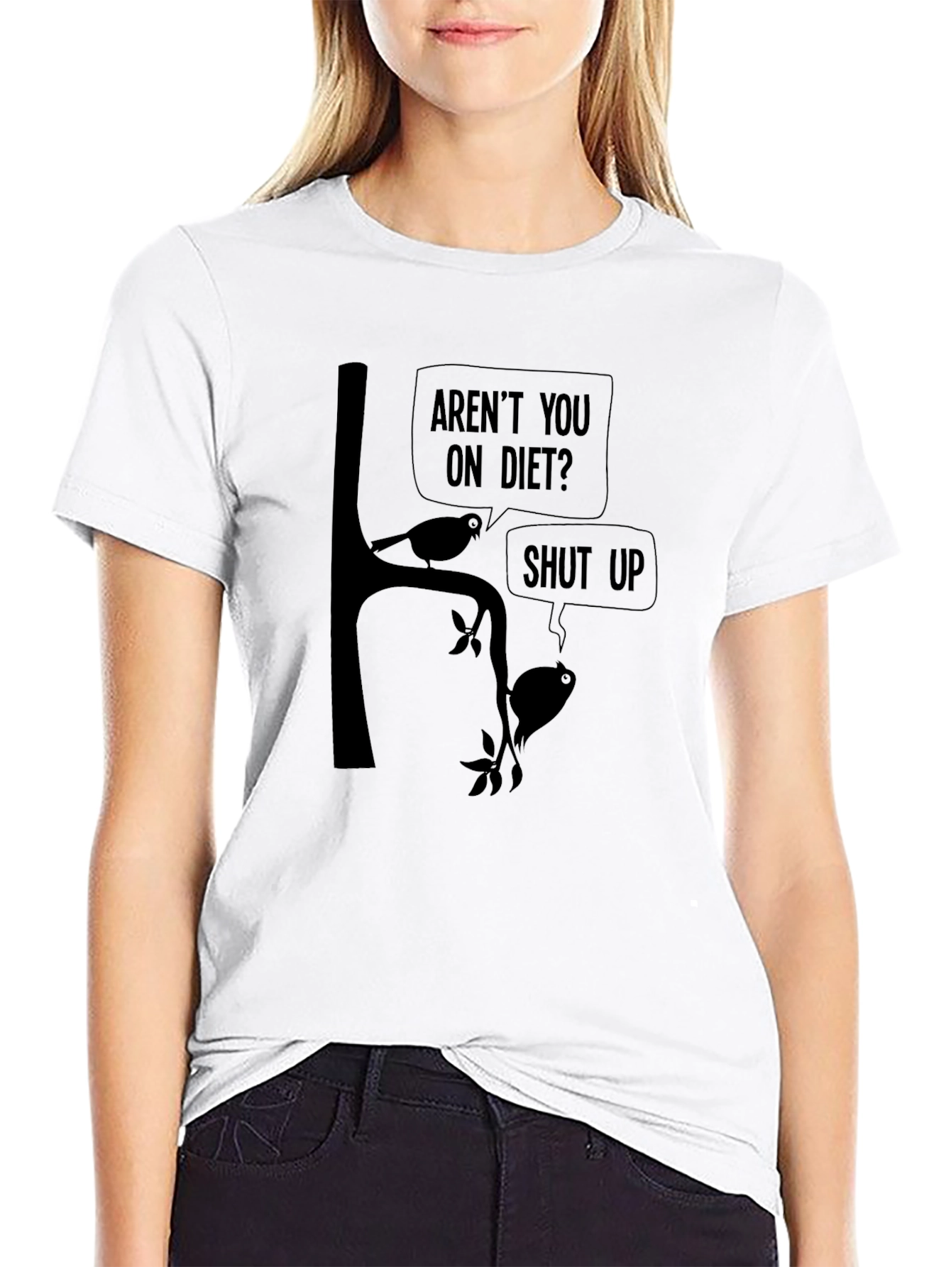Black Funny Bird Diet T-Shirt - Humor Tee view 9