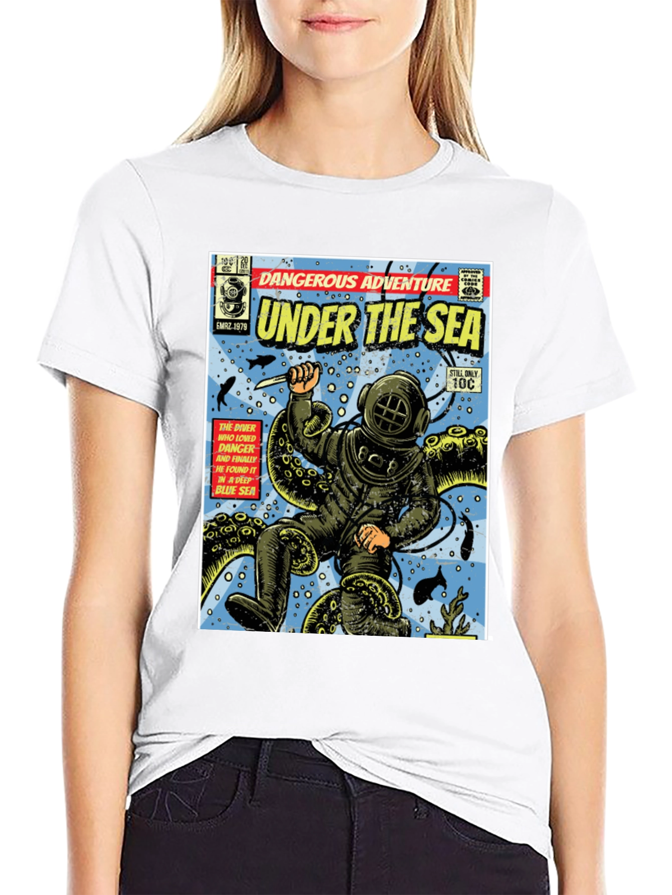 Black Under the Sea Comic Book T-Shirt view 9