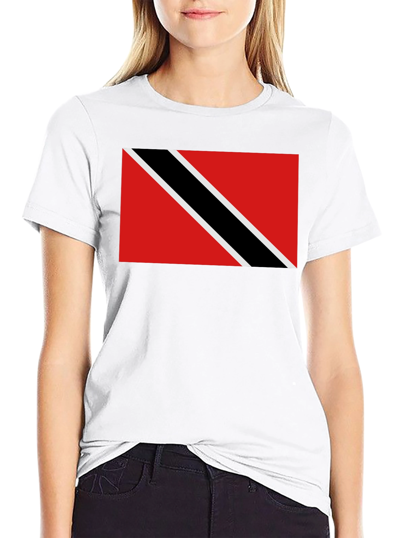 Black Trinidad & Tobago Flag T-Shirt - Black Crew Neck view 9