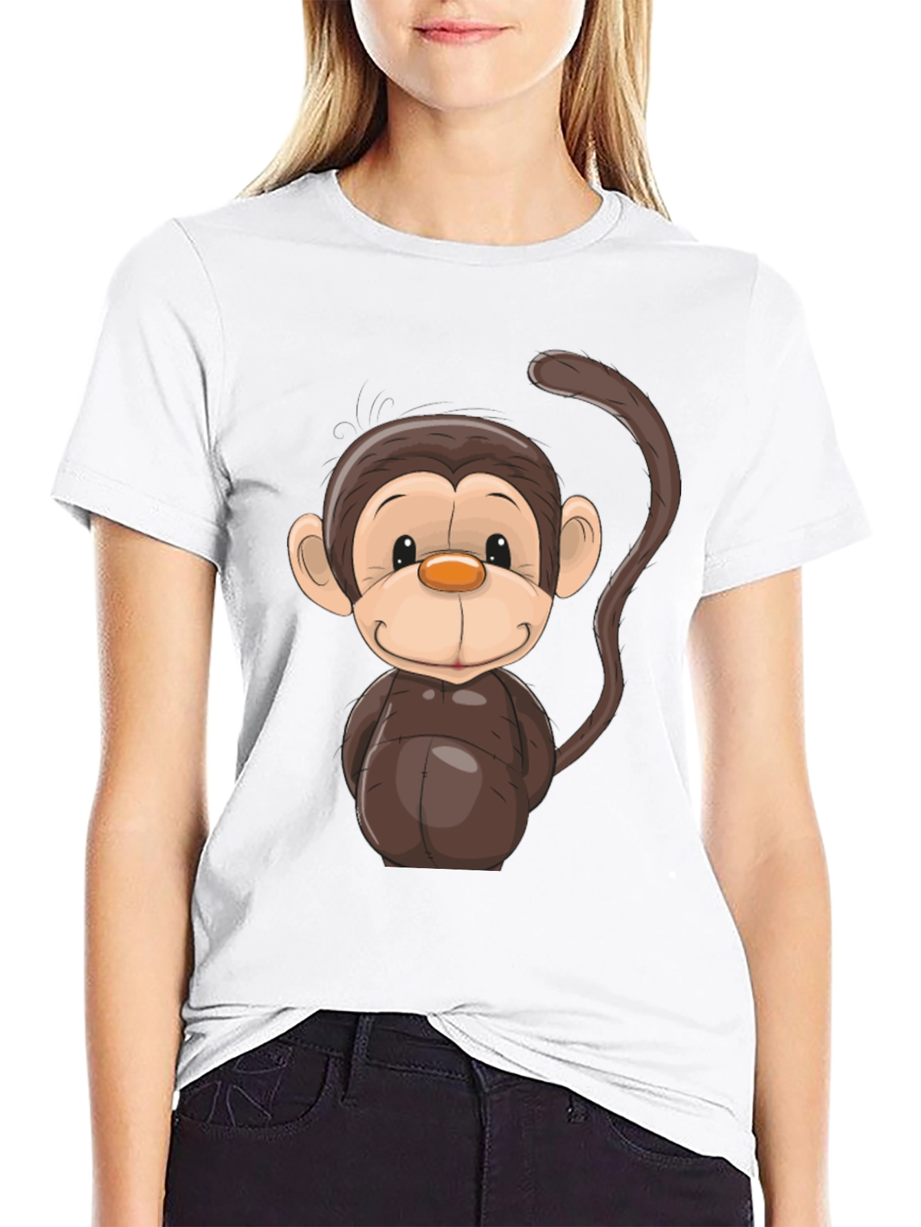 Black Cartoon Monkey Graphic Tee - Black view 9