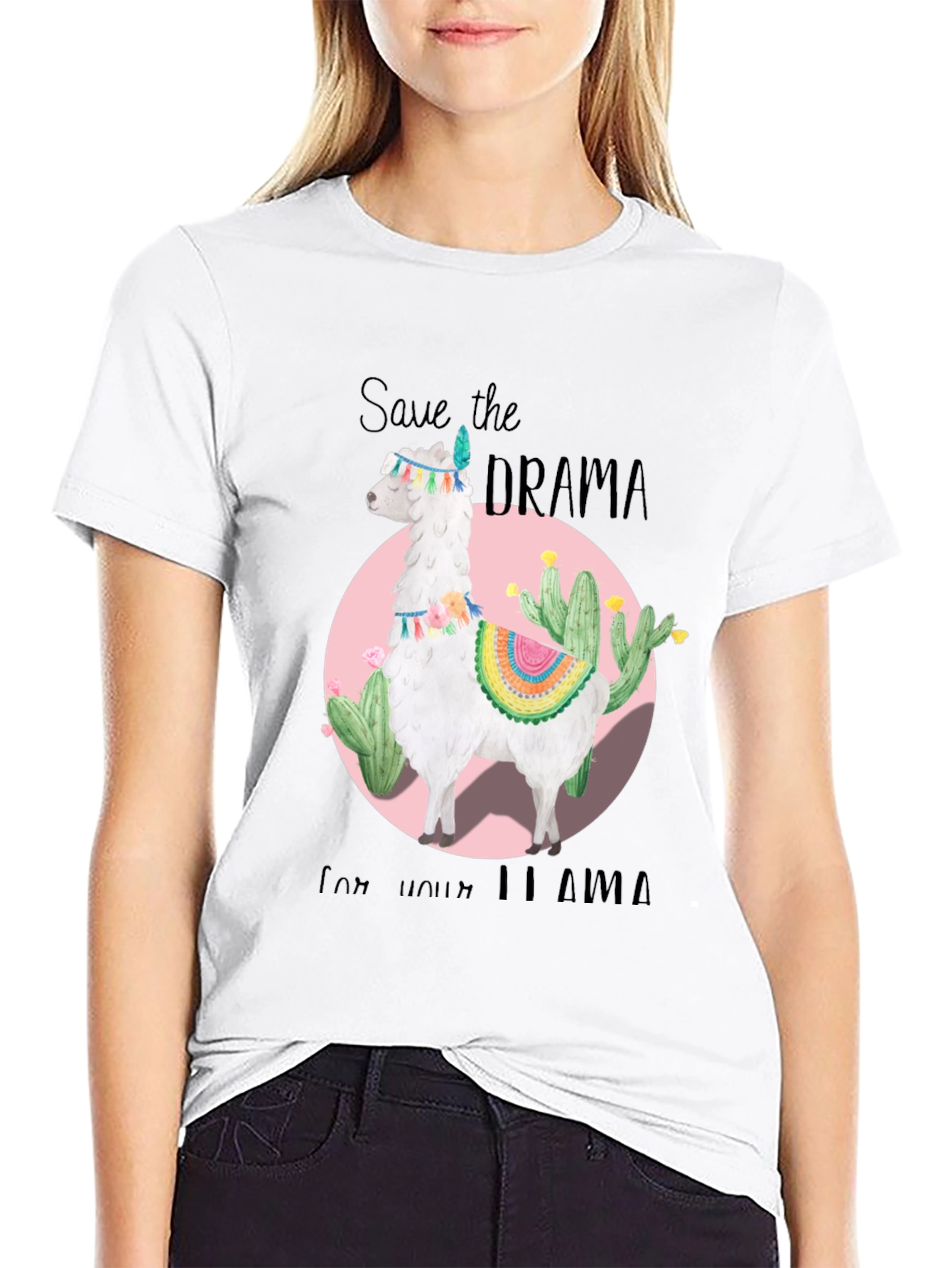 Black Save the Drama for Your Llama Black T-Shirt view 9