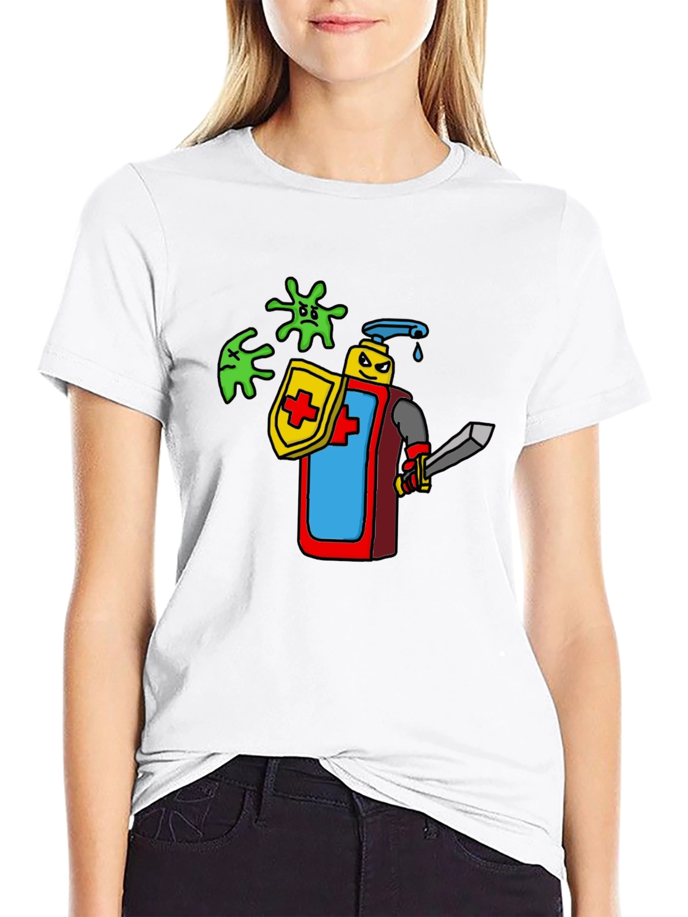 Black Hand Sanitizer Knight T-Shirt - Protect Yourself! view 9