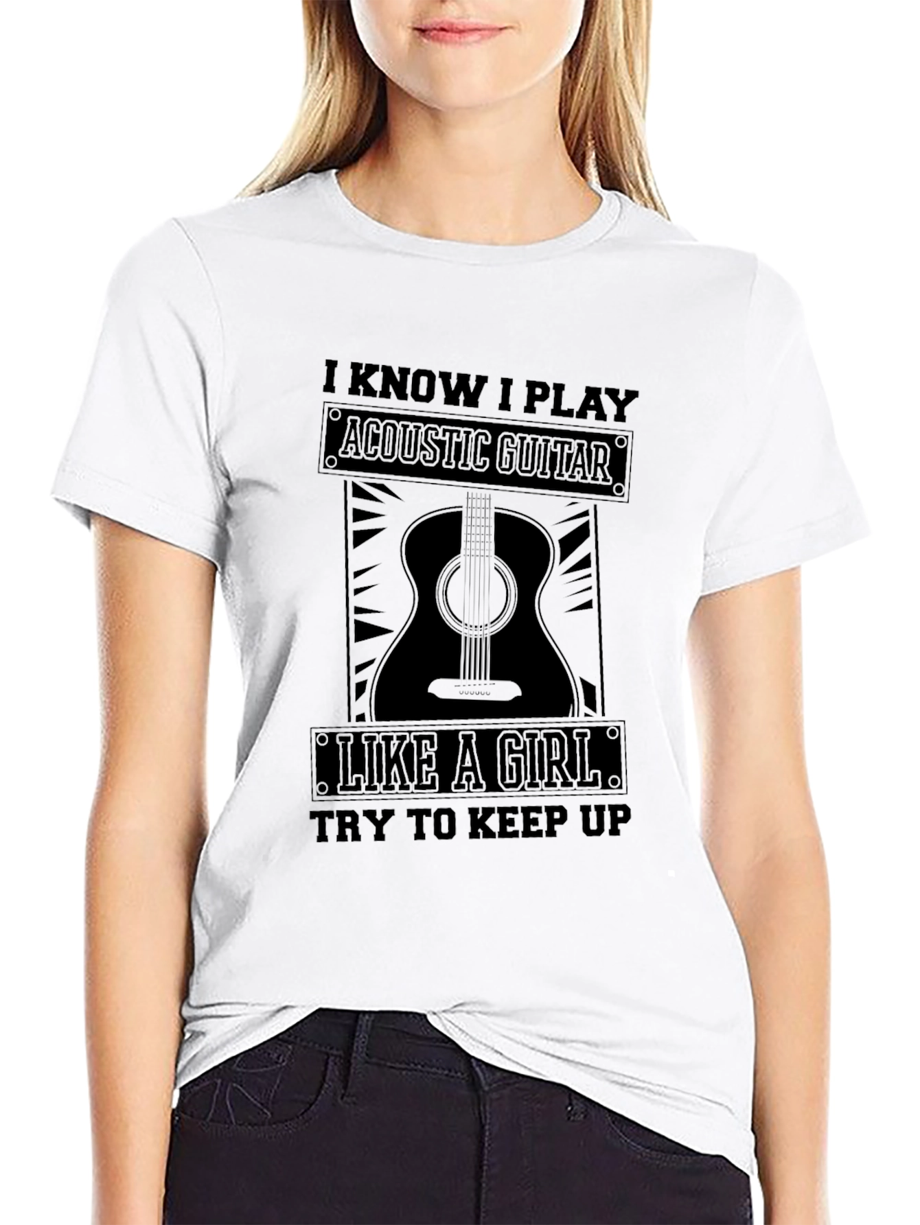 Black Acoustic Guitar Like A Girl T-Shirt view 9