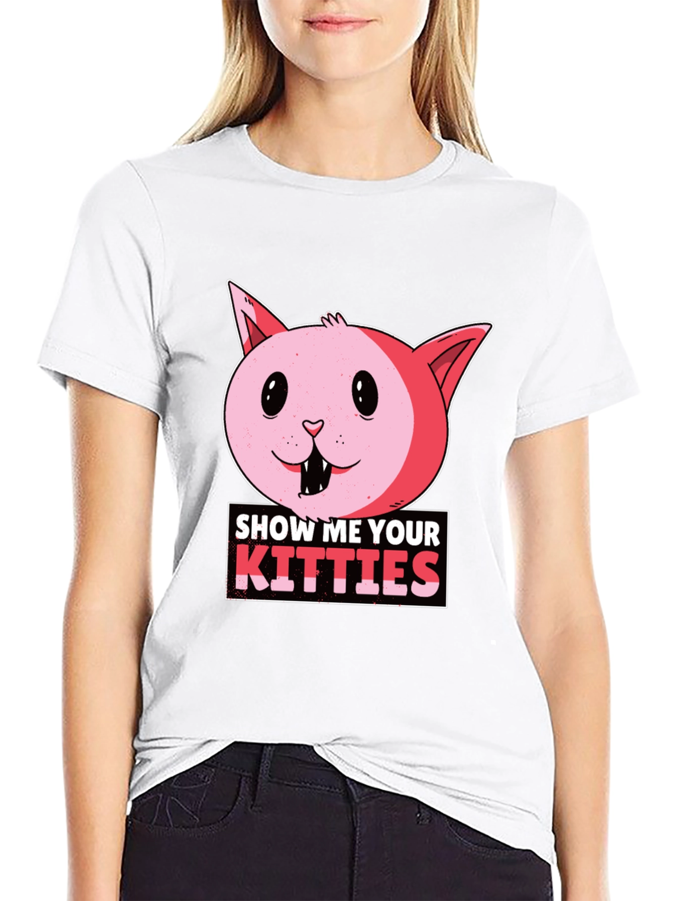 Black Show Me Your Kitties Funny Cat T-Shirt view 9