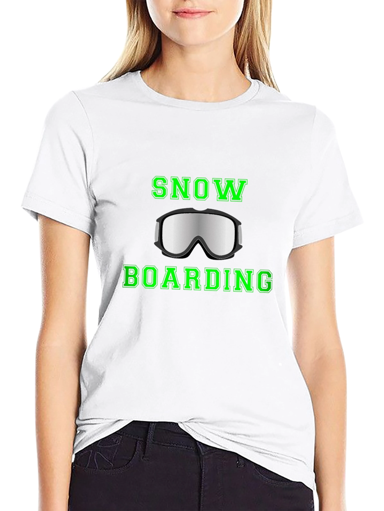 Black Snowboarding Goggles Graphic Tee view 9