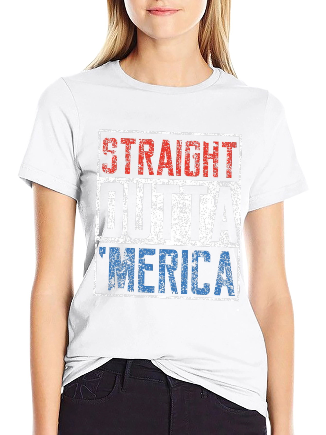 Black Straight Outta 'Merica T-Shirt view 9