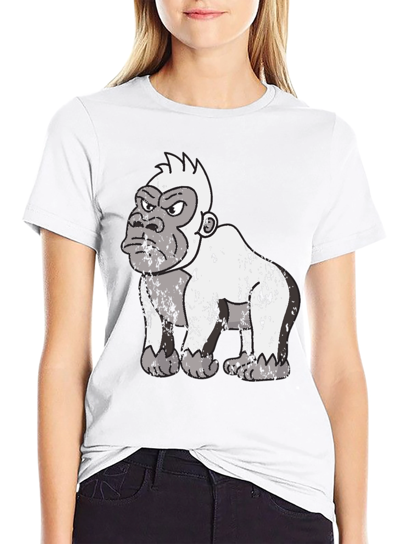Black Grumpy Gorilla Graphic Tee - Black Cotton T-Shirt view 9