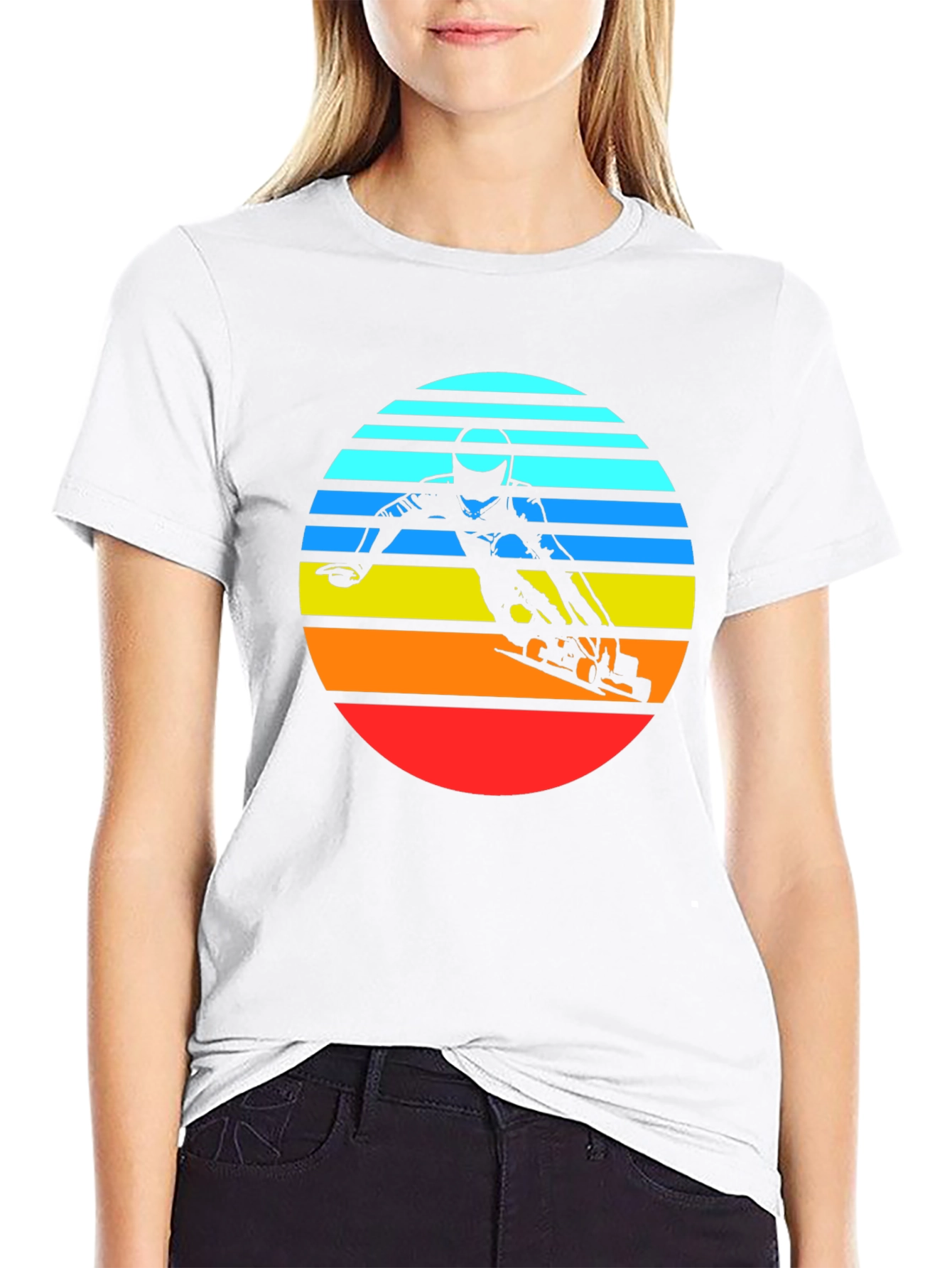 Black Retro Sunset Mountain Bike T-Shirt view 9