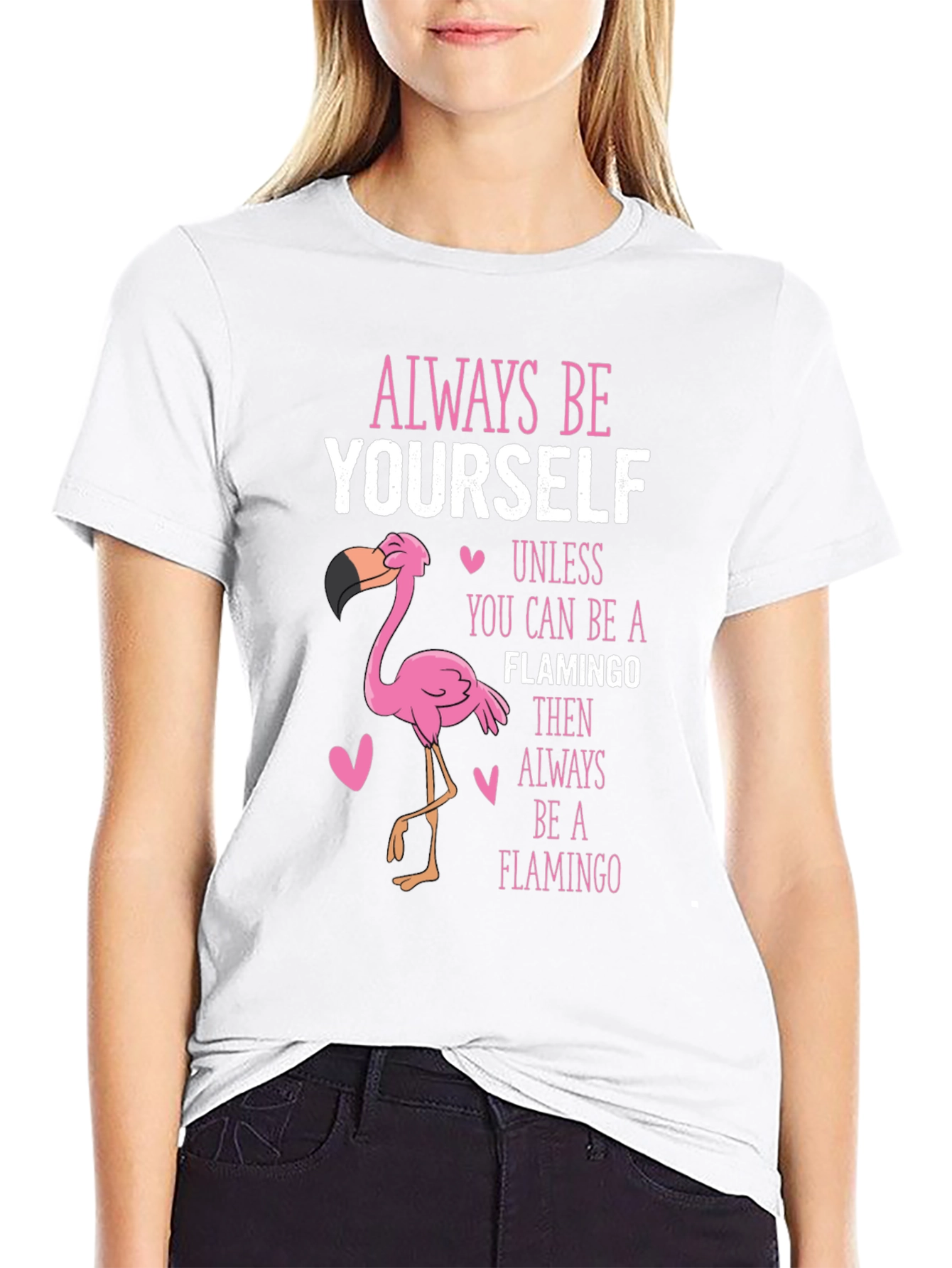 Black Always Be Yourself Flamingo T-Shirt view 9