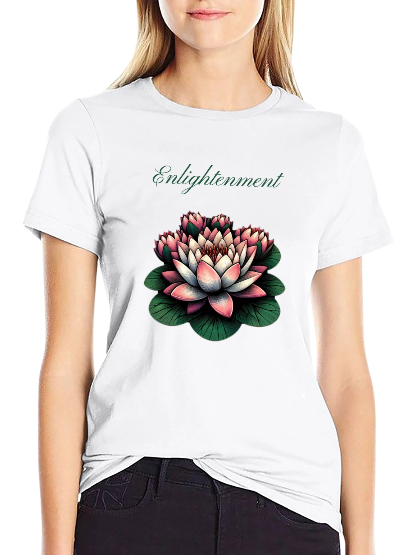 Black Enlightenment Lotus Graphic Tee - Black view 9
