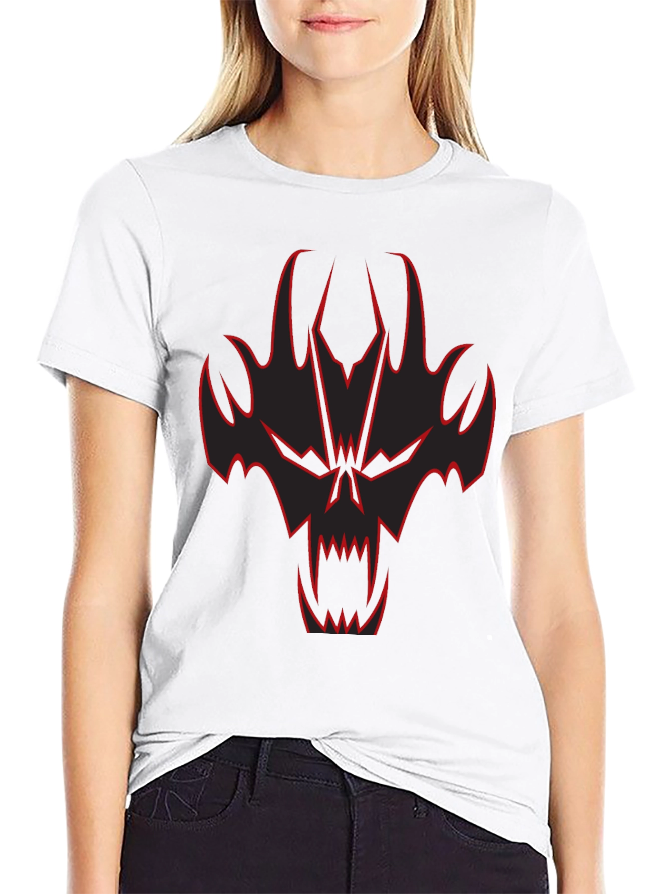 Black Black T-Shirt with Red Skull Graphic view 9