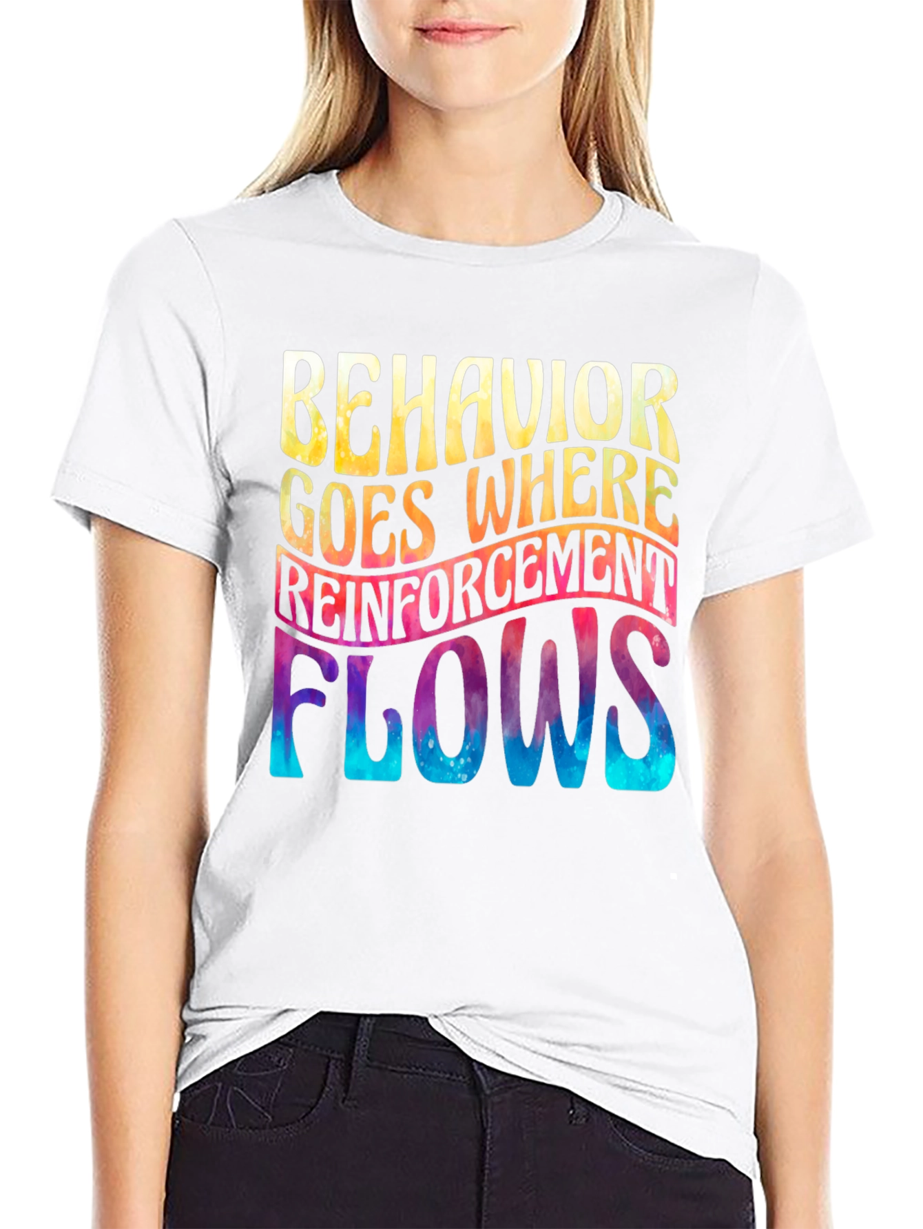Black Behavior Reinforcement Flows Graphic Tee view 9