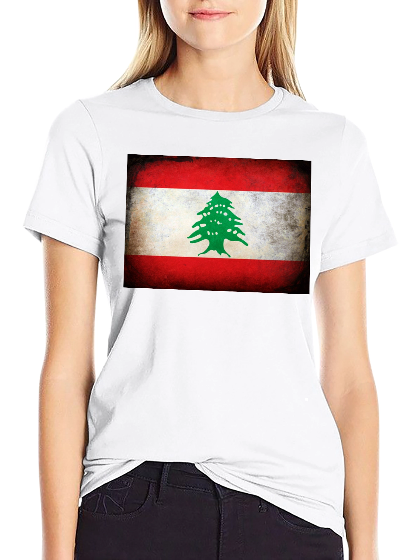 Black Lebanon Flag T-Shirt - Distressed Graphic Tee view 9