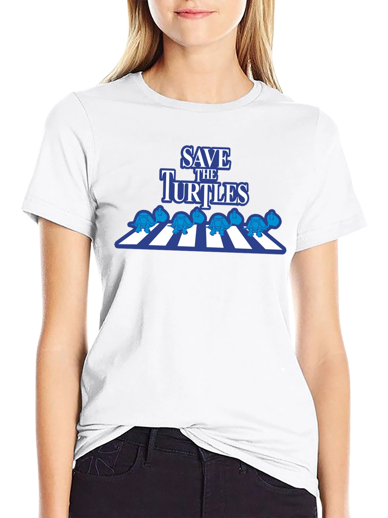 Black Save the Turtles T-Shirt - Abbey Road Style view 9
