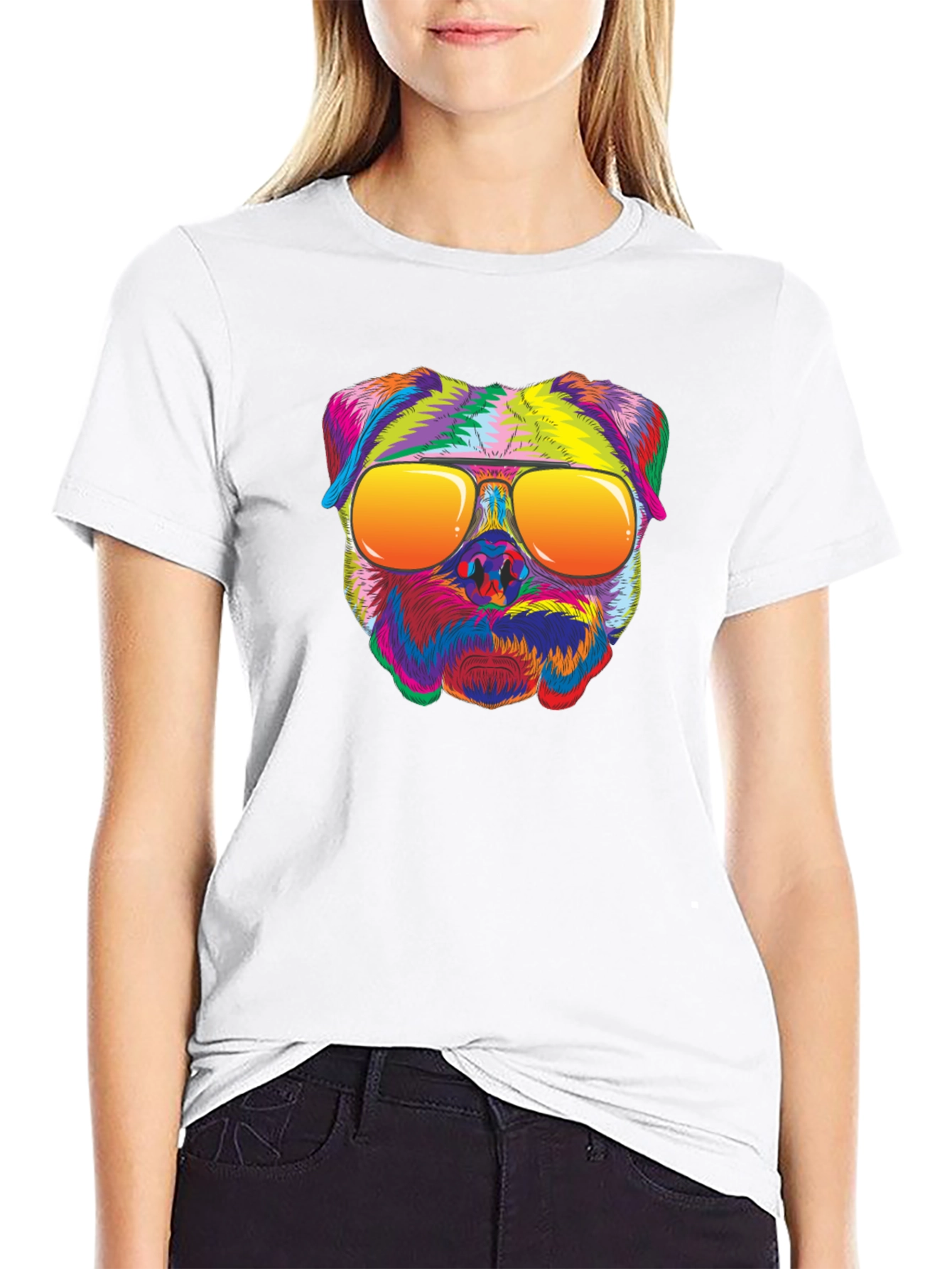 Black Cool Dog Graphic T-Shirt - Unisex Black Tee view 9