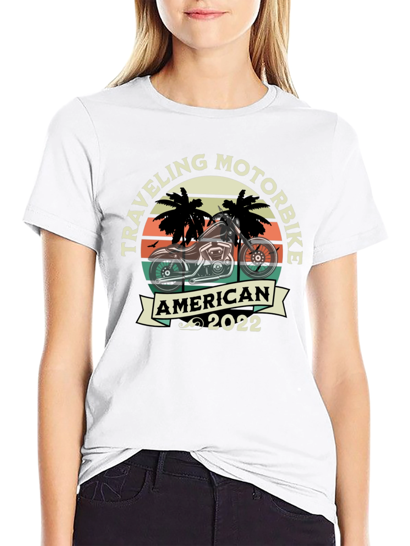Black Traveling Motorbike American 2022 T-Shirt view 9