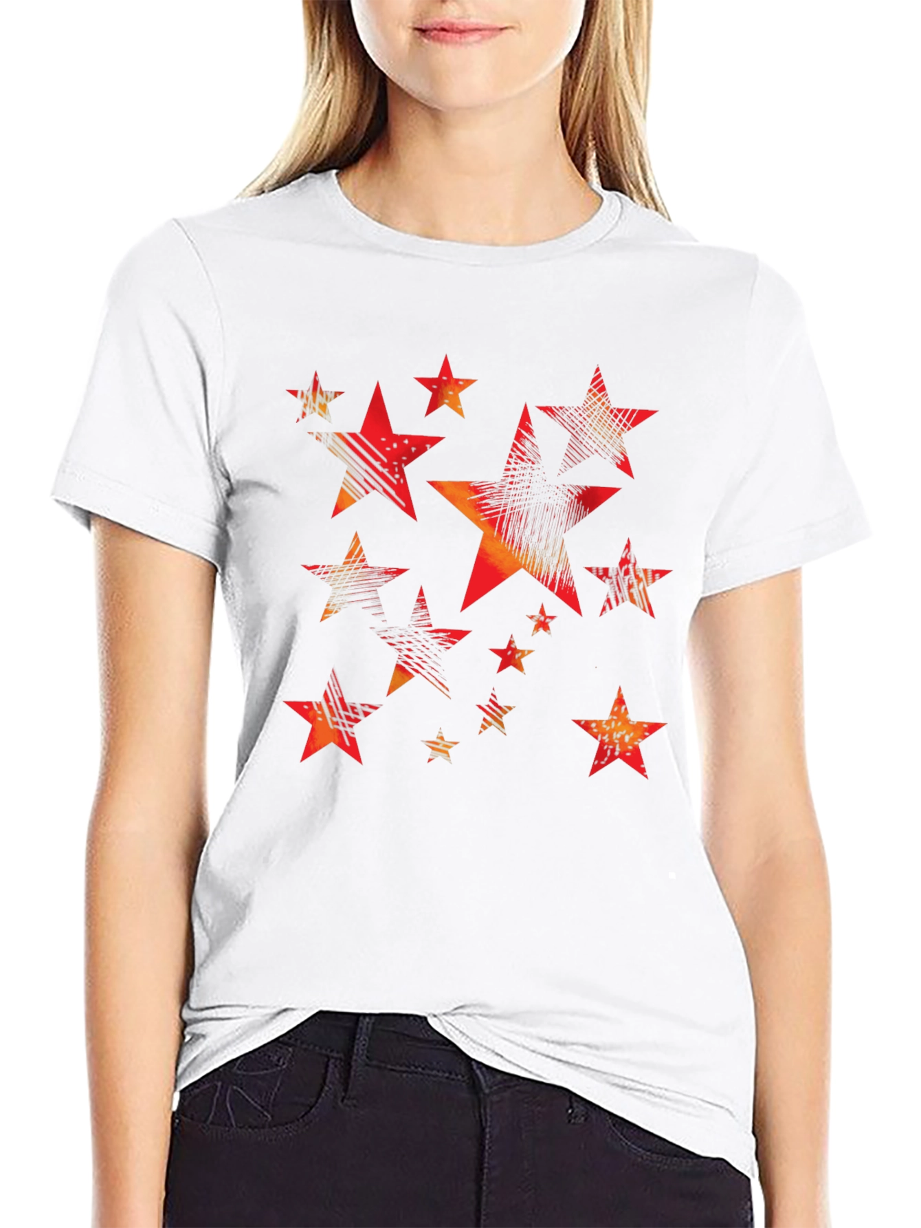 Black Stylish Star Pattern Black T-Shirt for Men view 9