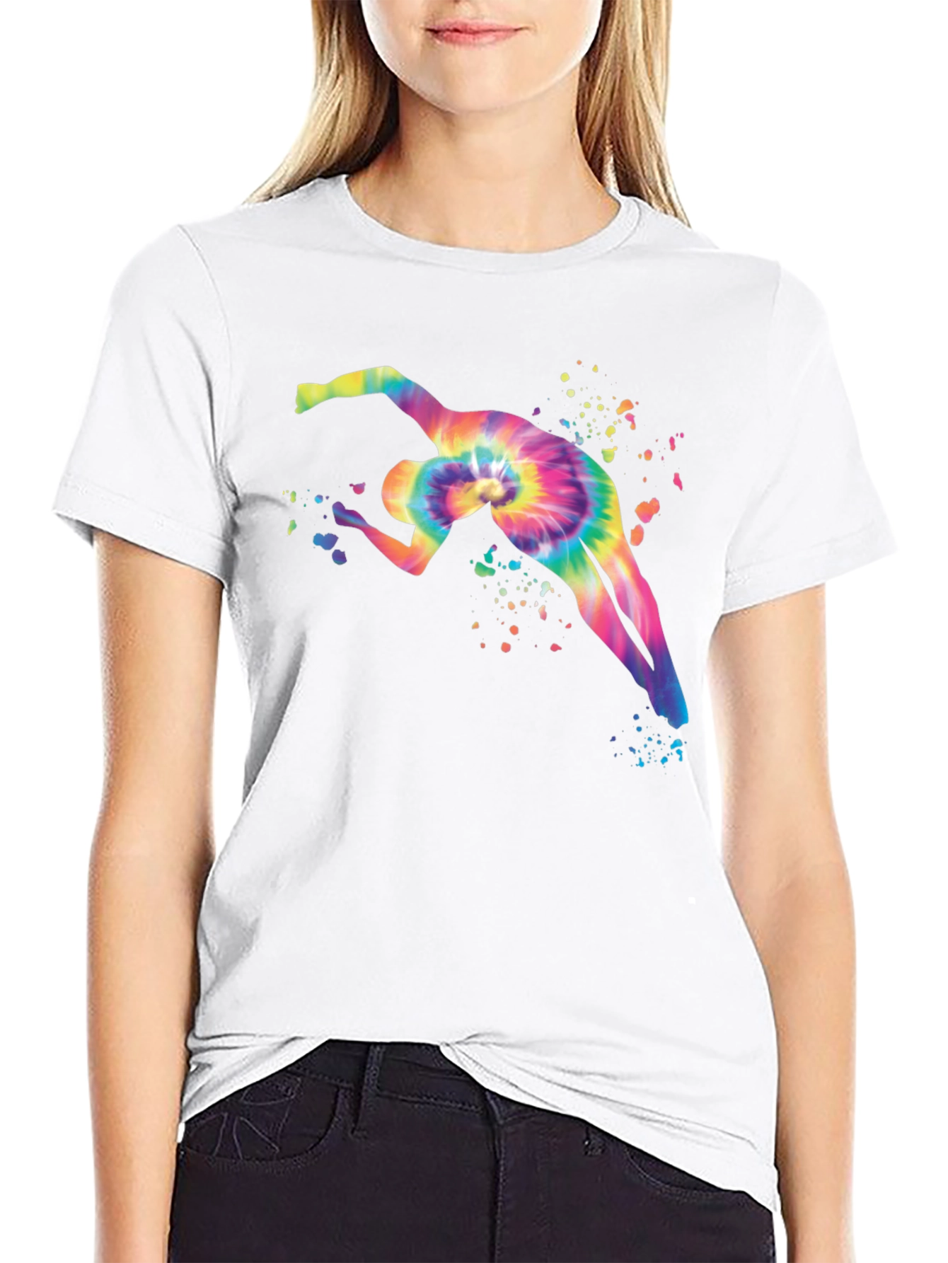 Black Tie-Dye Gymnast Graphic Black T-Shirt view 9