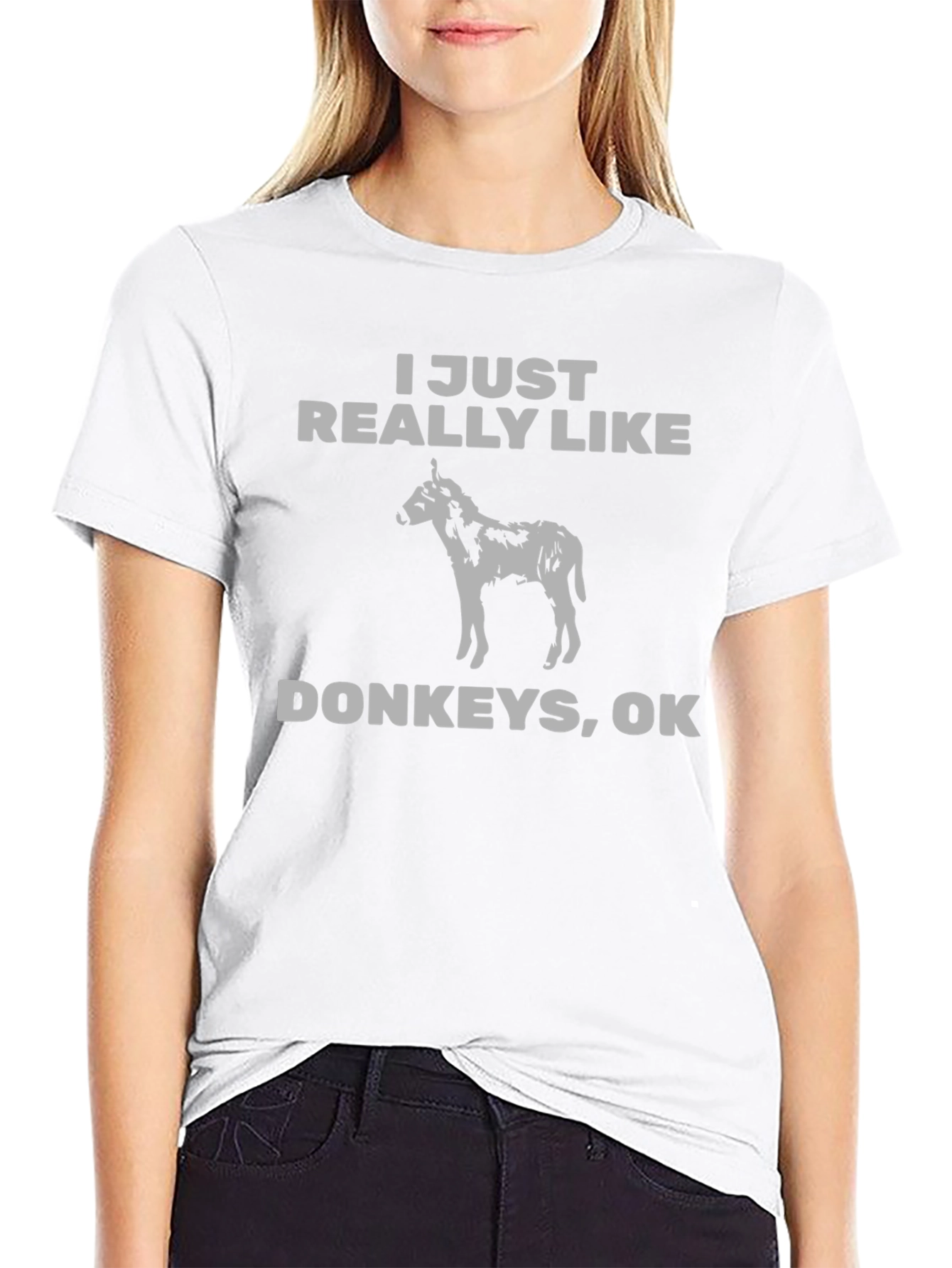 Black I Just Really Like Donkeys, OK T-Shirt view 9