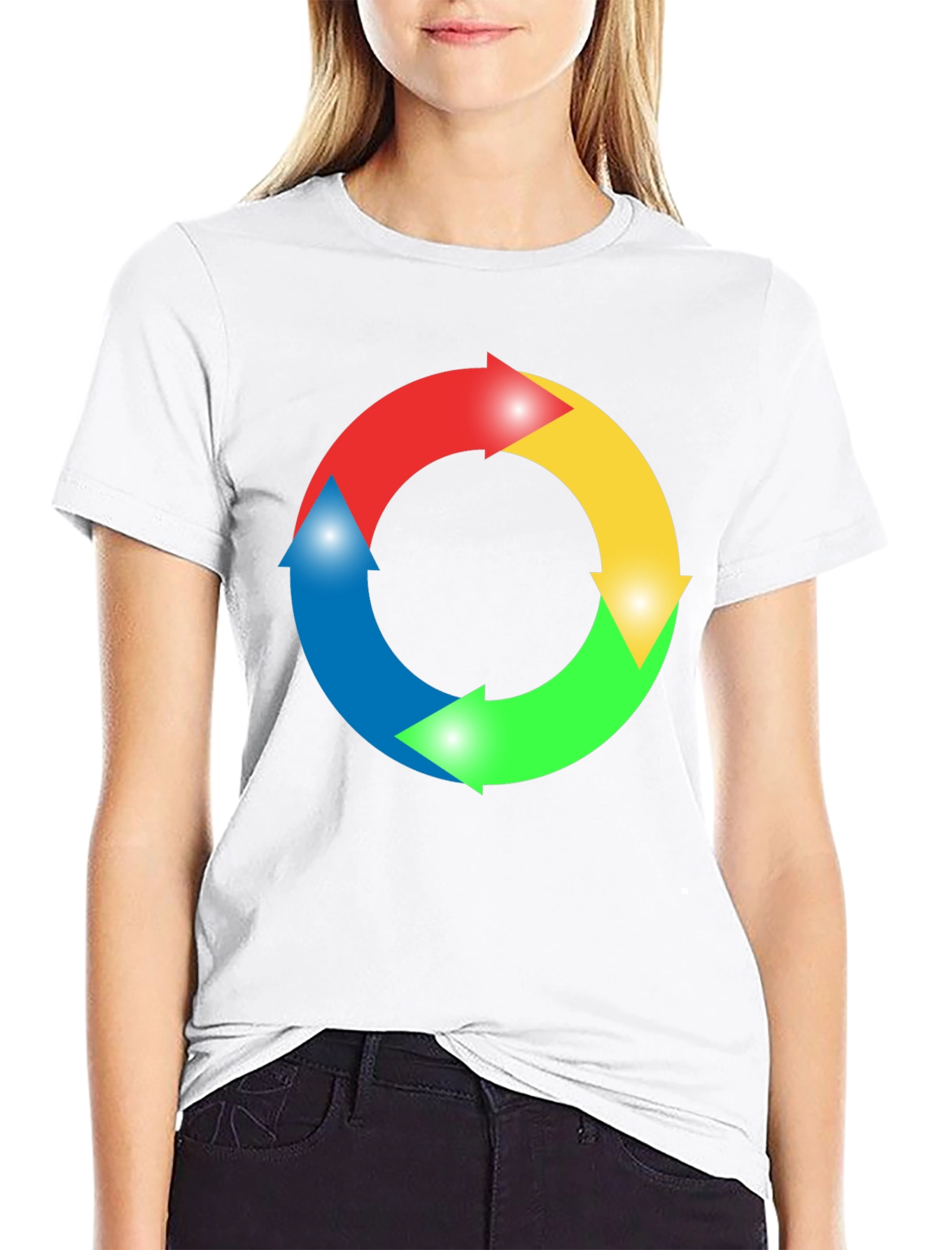 Black Circular Arrow Graphic Black T-Shirt view 9