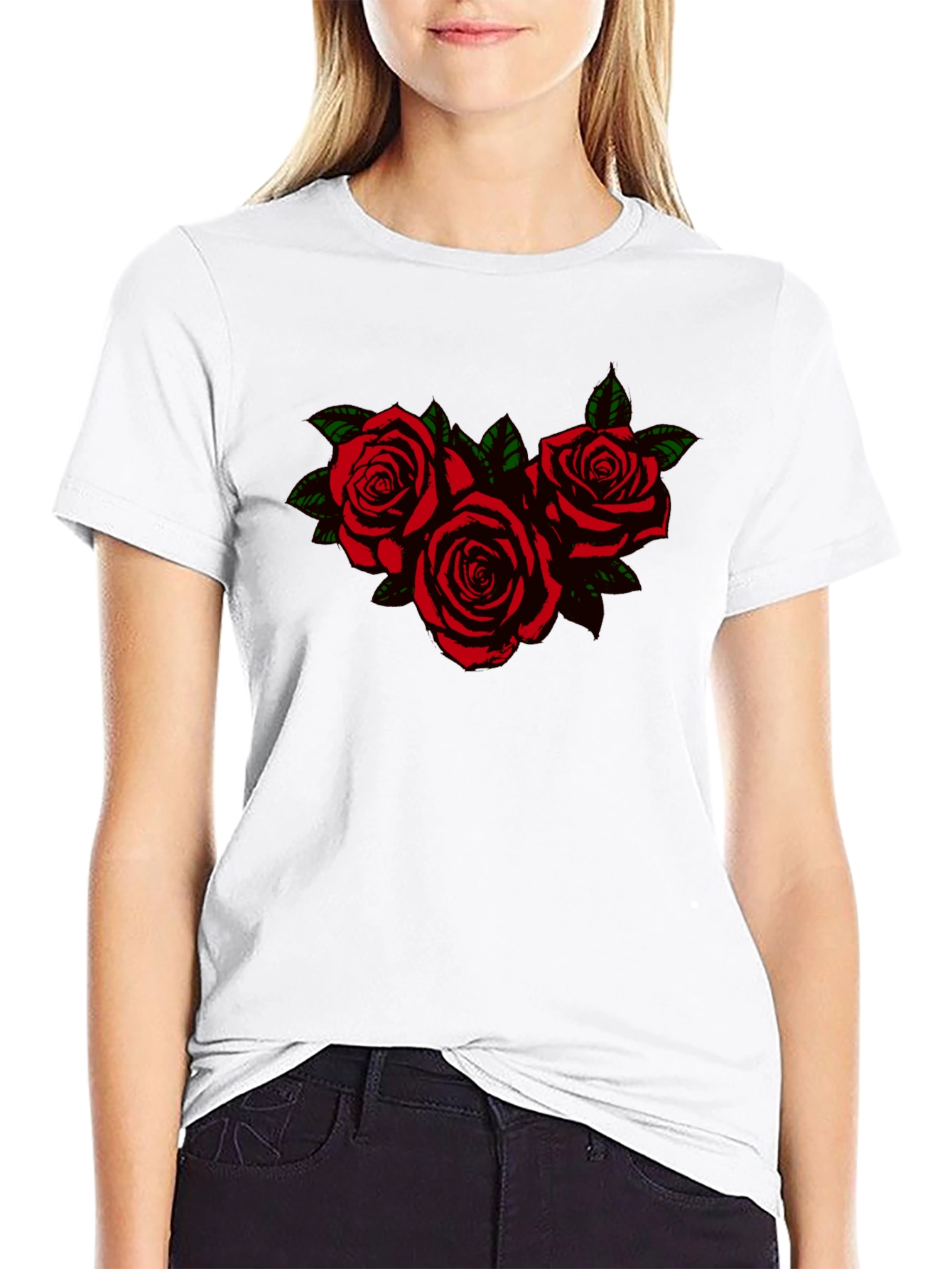 Black Black T-Shirt with Rose Graphic view 9