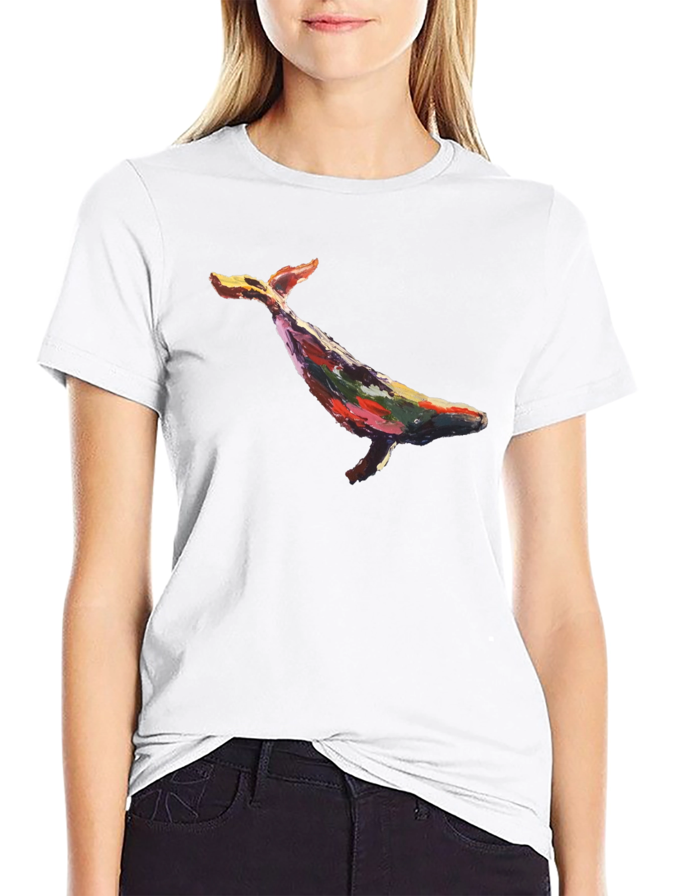 Black Whale Art Graphic Black T-Shirt view 9