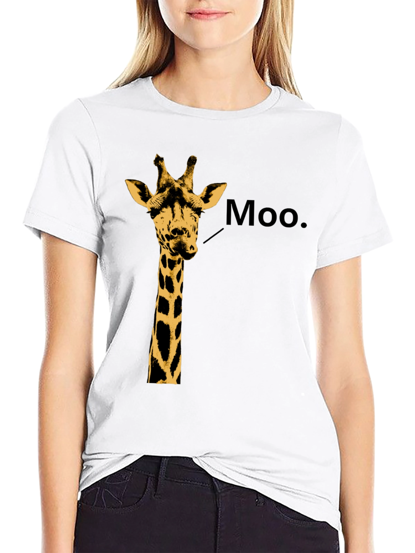 Black Giraffe Moo T-Shirt - Funny Animal Graphic Tee view 9