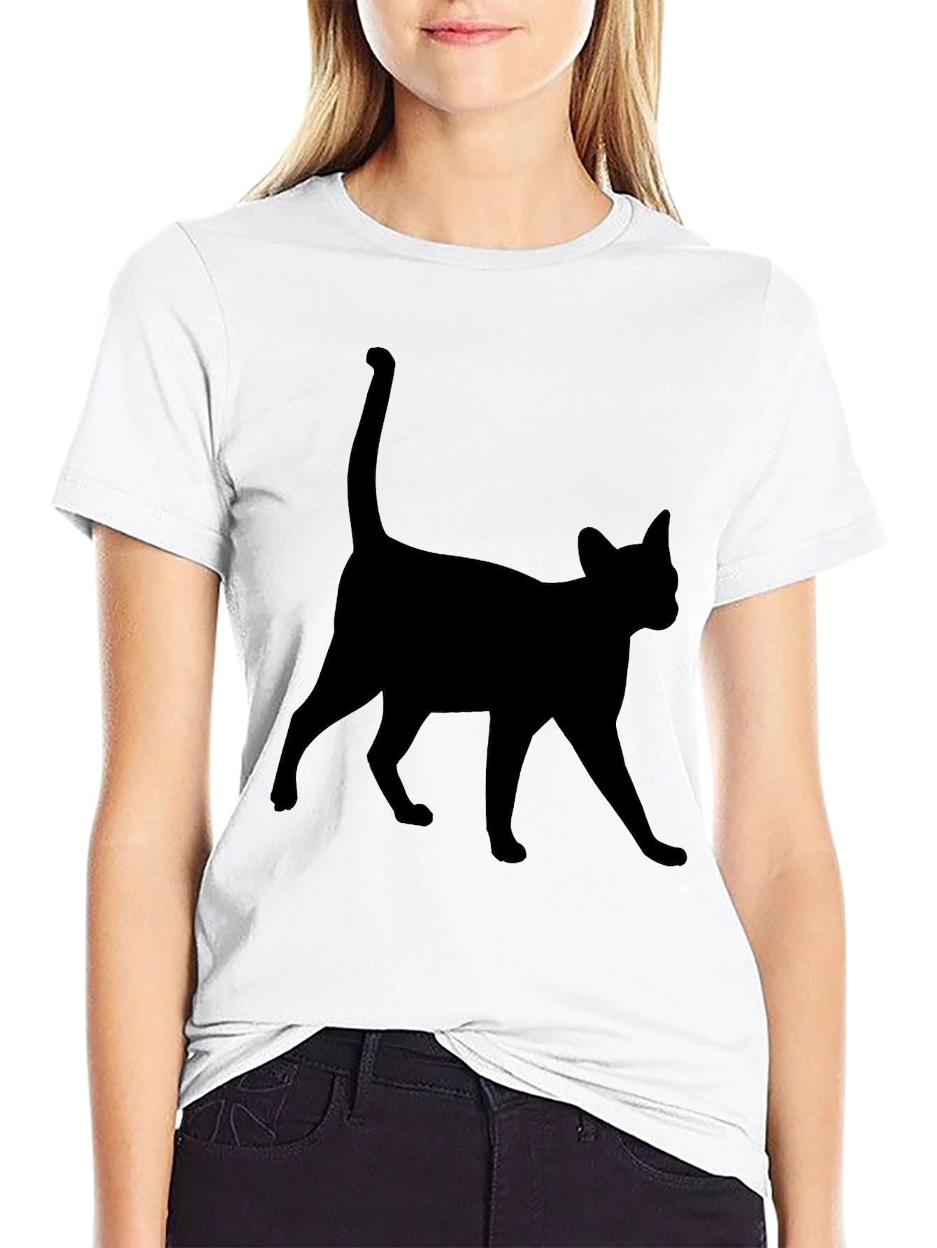 Black Black Cat Silhouette Tee - Unisex Casual T-Shirt view 9