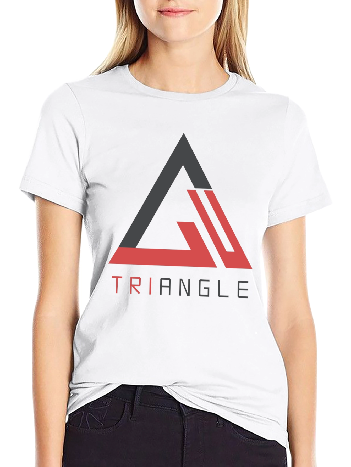 Black Triangle Graphic Tee - Modern Casual Black T-Shirt view 9