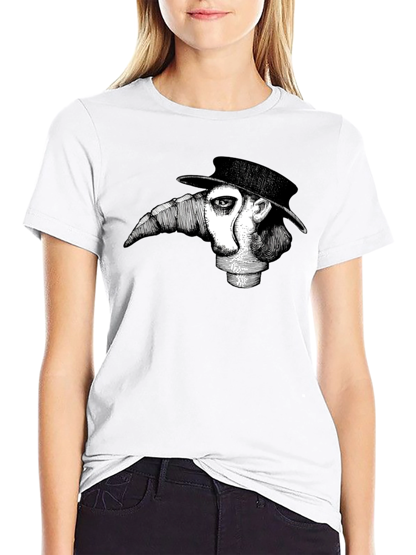 Black Plague Doctor Graphic T-Shirt - Unique Design view 9