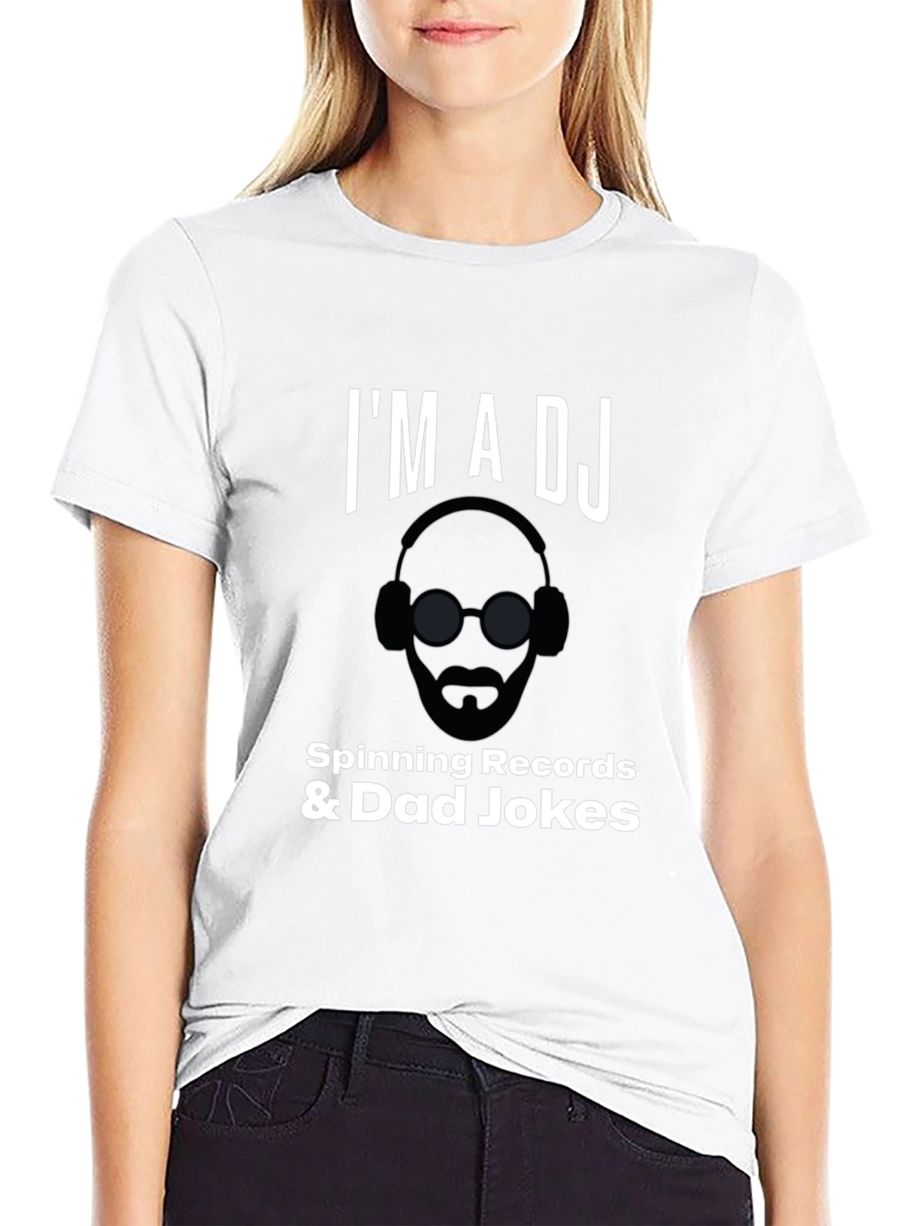 Black I'm a DJ Spinning Records & Dad Jokes Graphic T-Shirt view 9