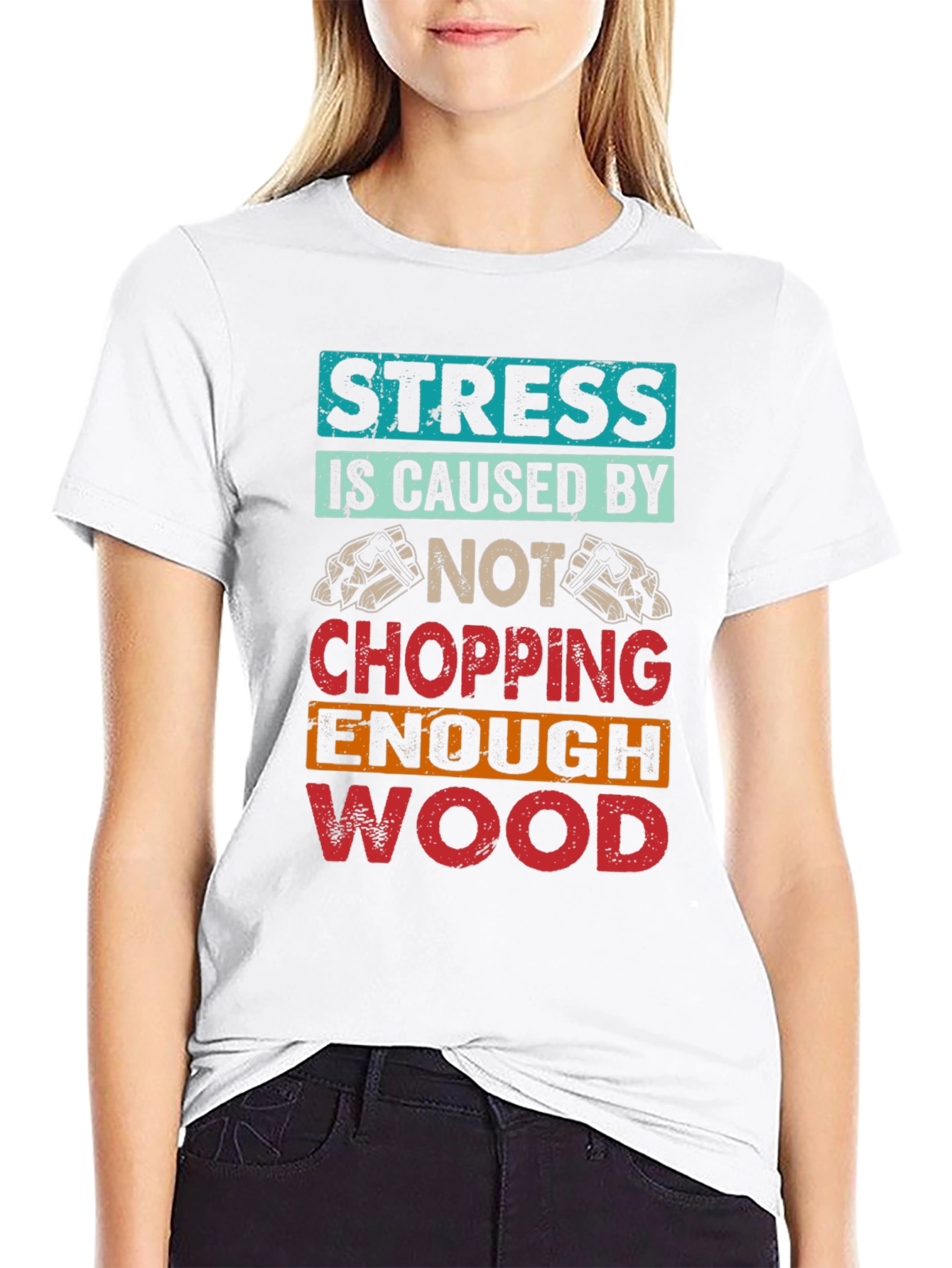 Black Stress Wood Chopping T-Shirt view 9