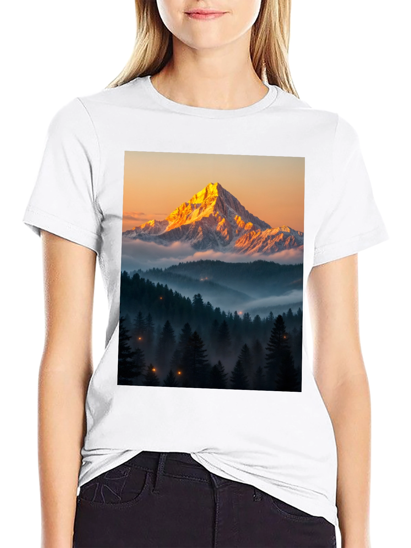Mountain Peak Forest Graphic Tee - Black - 9