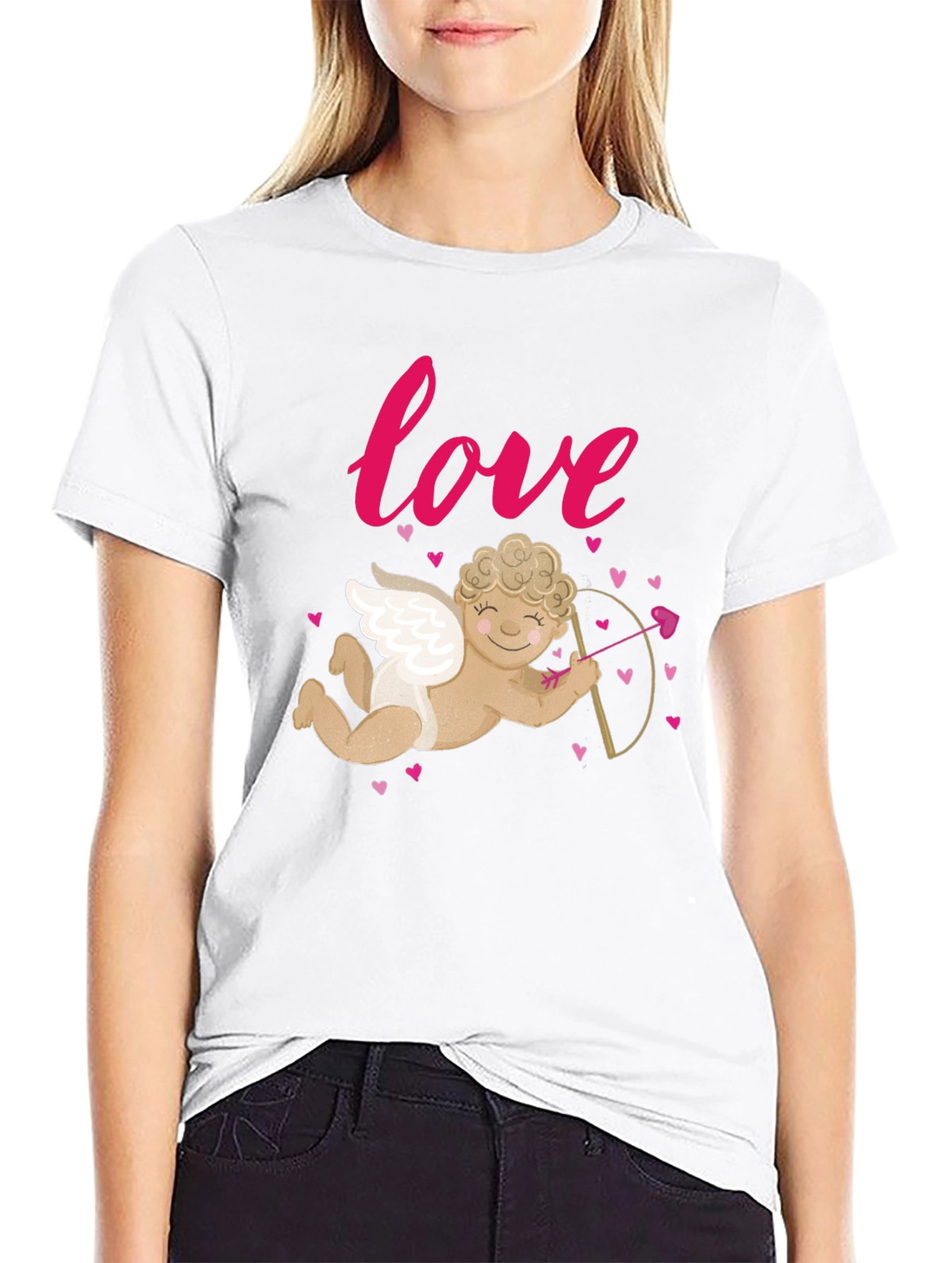 Black Love Cupid Valentine's Day Graphic T-Shirt view 9
